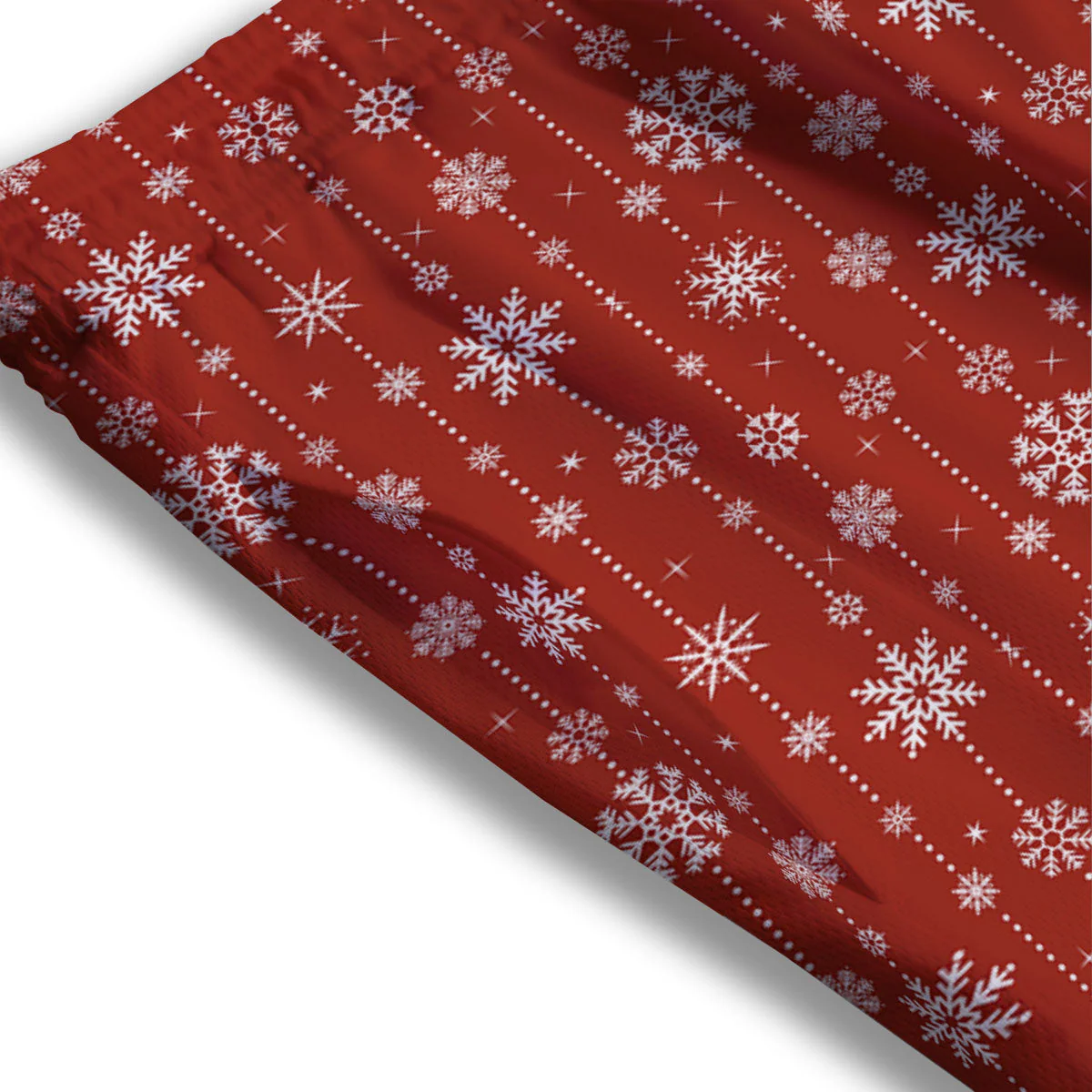 Snowflakes Merry Christmas Print Pattern Mesh Shorts - Image 3