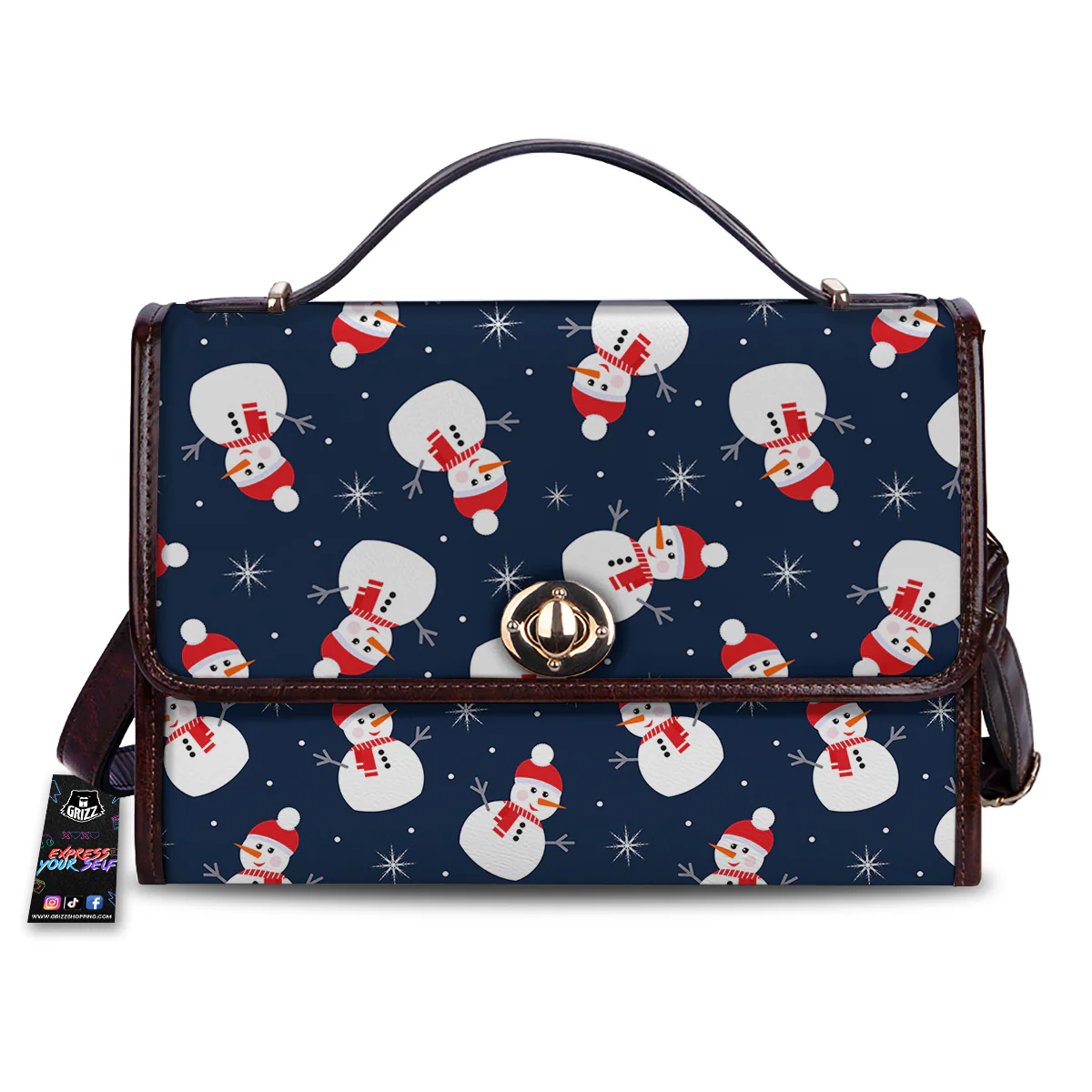Snowman Print Pattern Women's Satchel Bag
