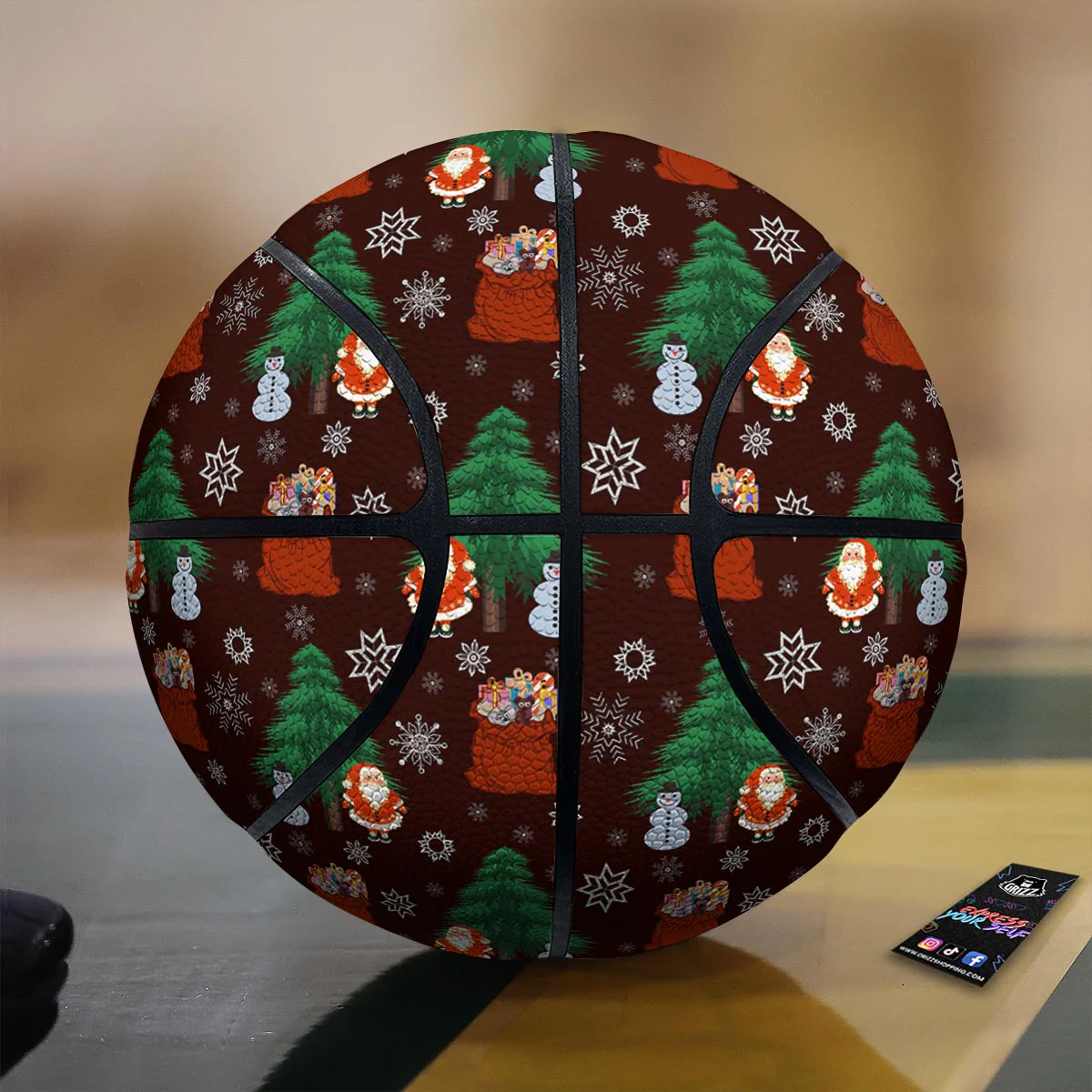 Snowman Santa Print Pattern Basketball