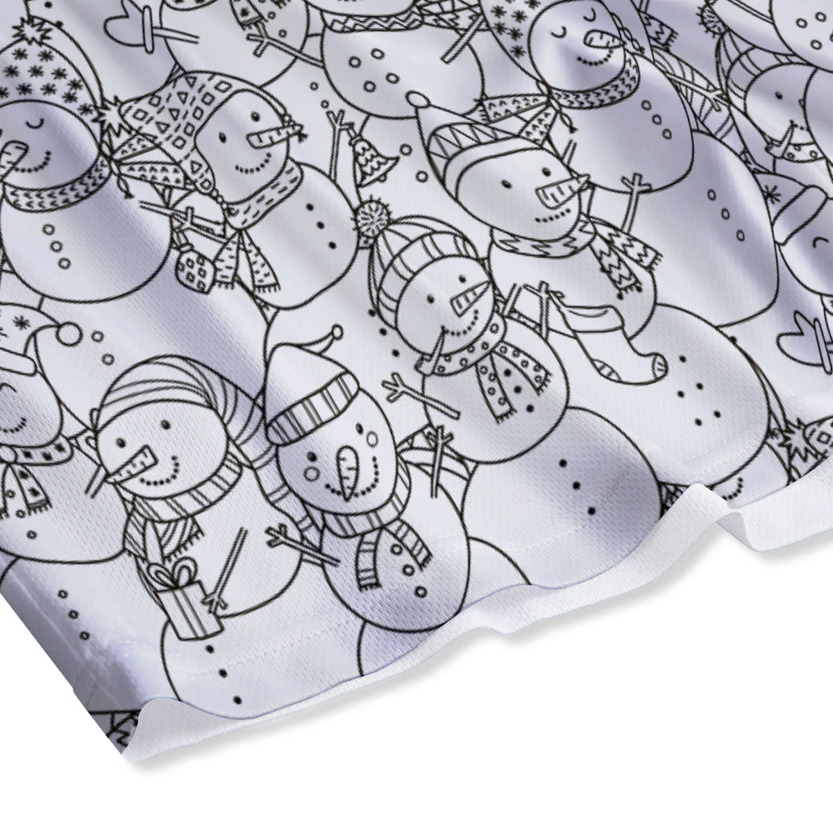 Snowman White And Black Print Pattern Mesh Shorts - Image 4