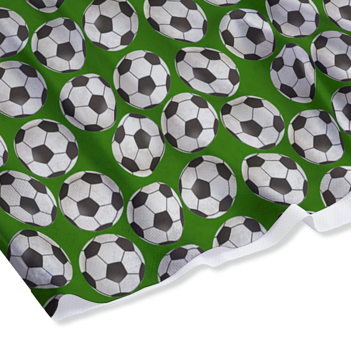 Soccer Ball Green Print Pattern Mesh Shorts - Image 4