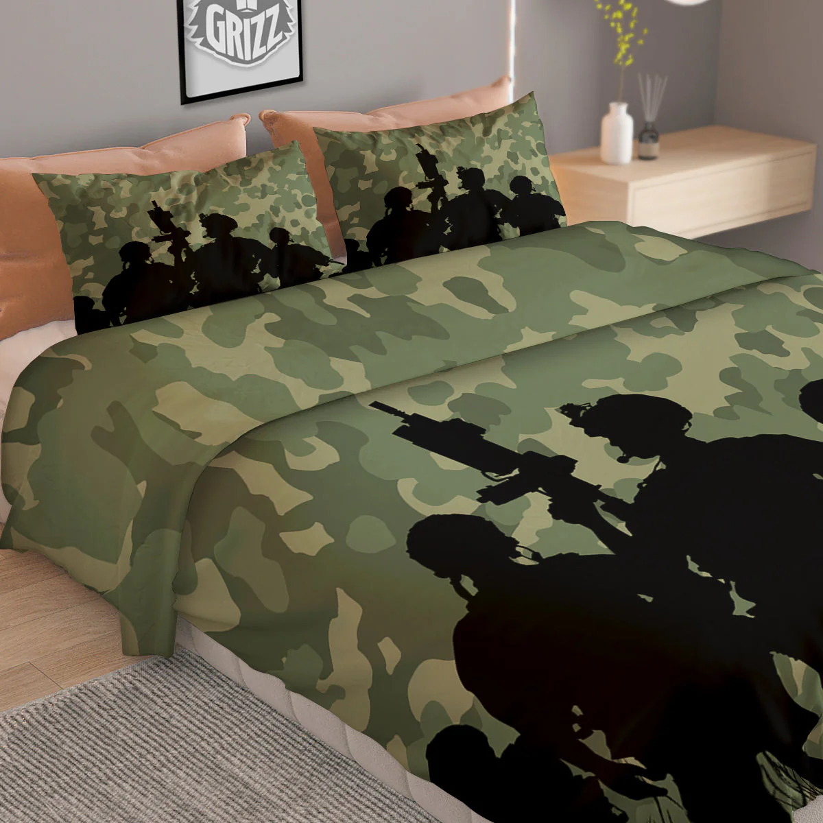 Soldiers And Camouflage Print Duvet Cover Bedding Set - Image 2