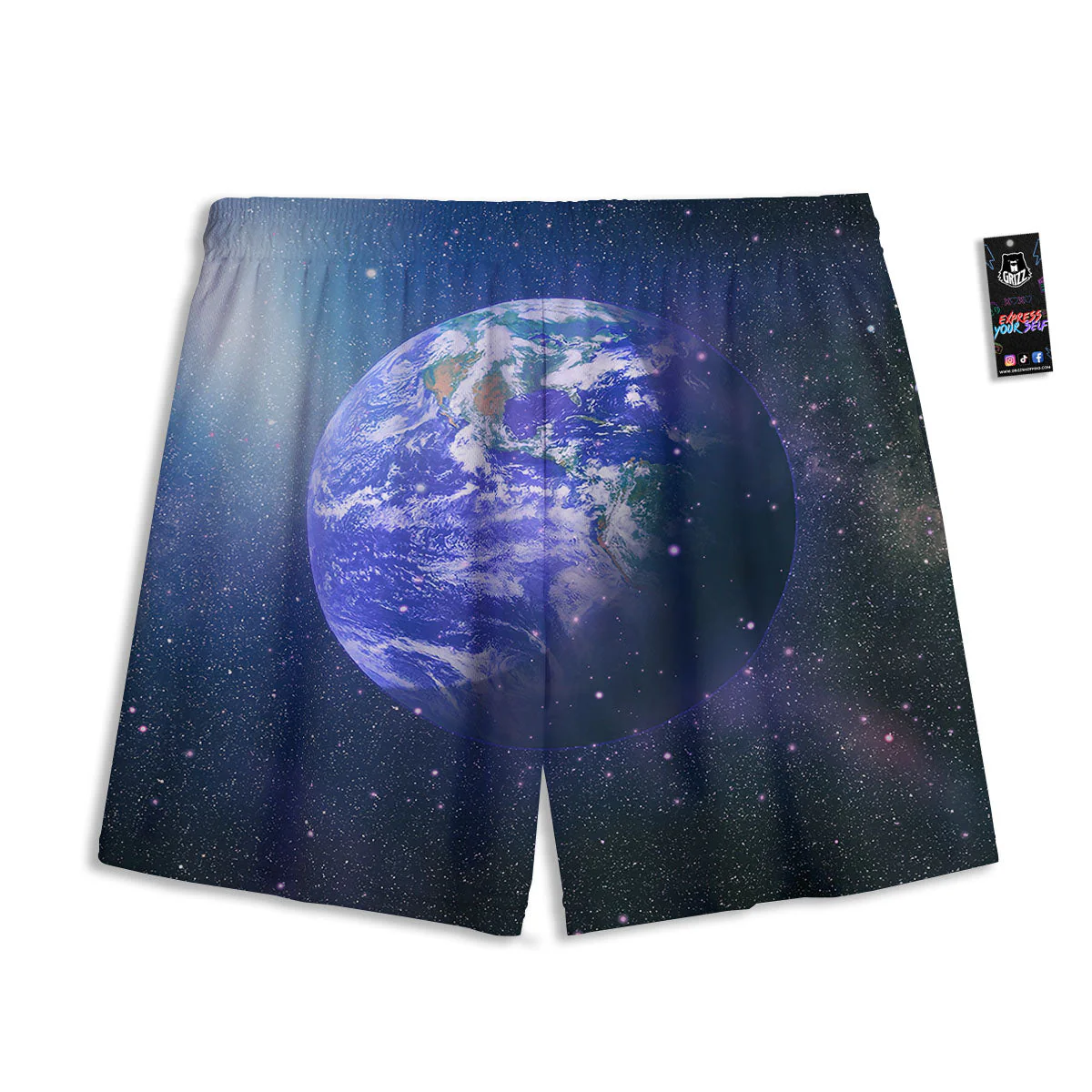 Space And Earth Print Mesh Shorts - Image 2