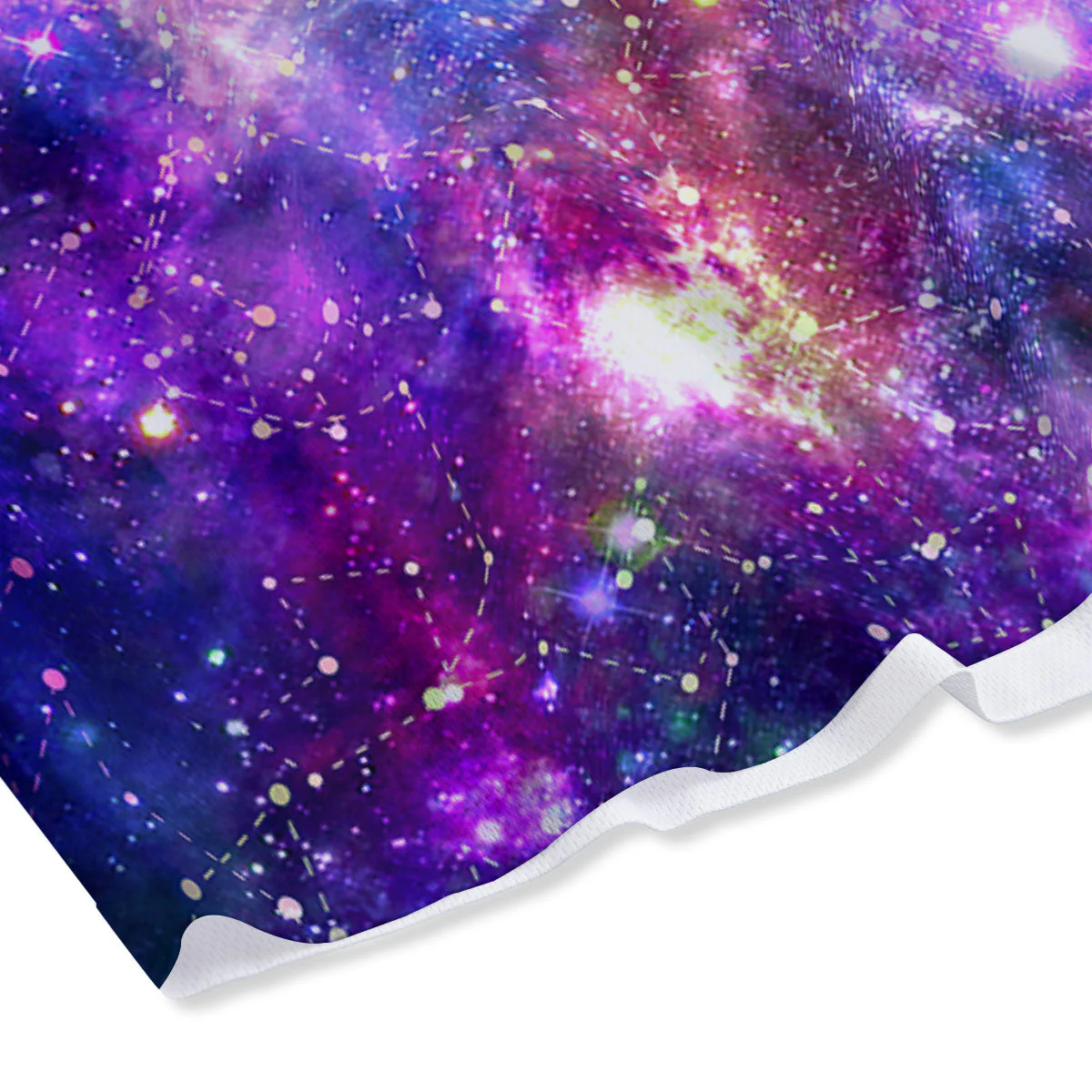 Space Blue Starfield Purple Galaxy Print Mesh Shorts - Image 4