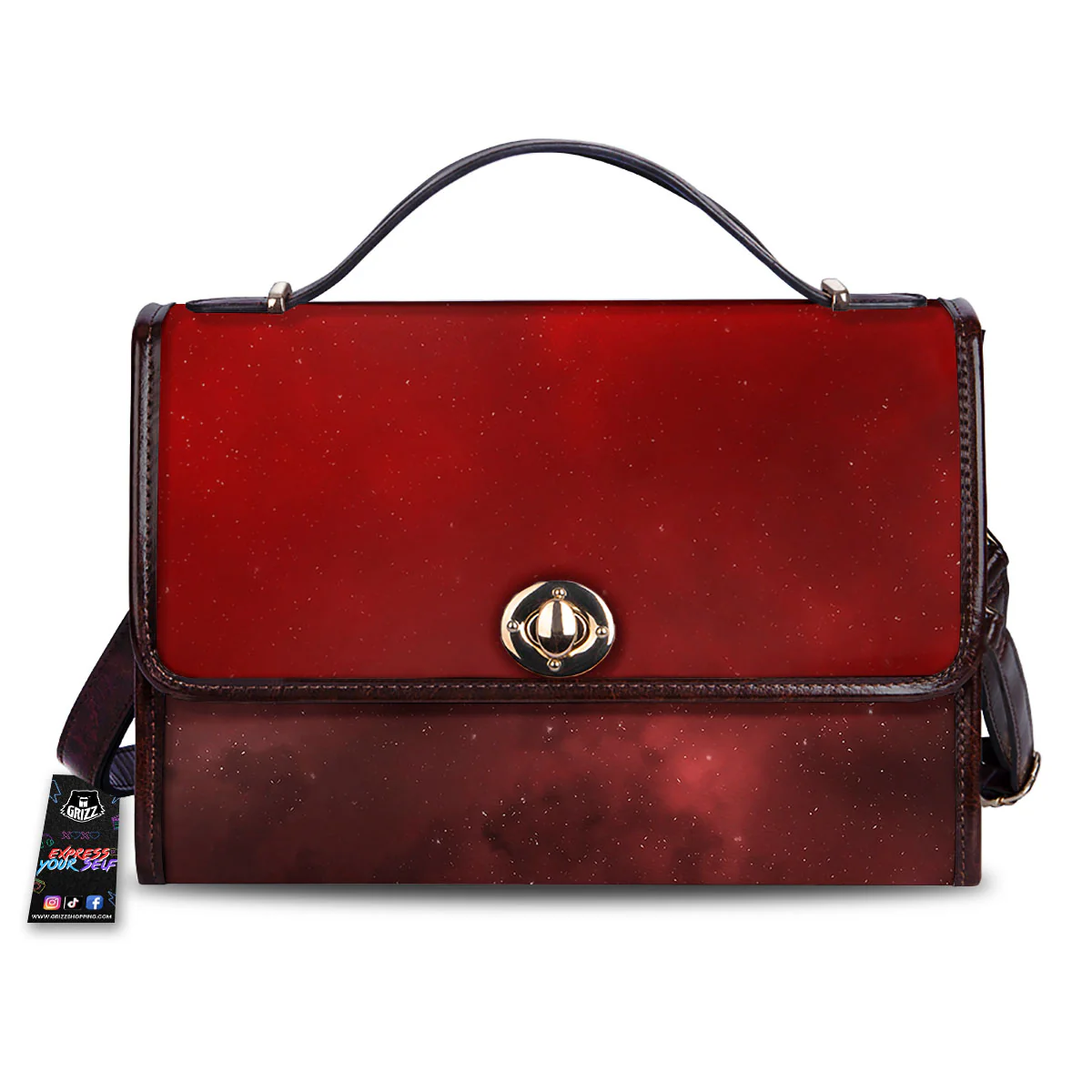 Space Cloud Red Galaxy Print Women's Satchel Bag