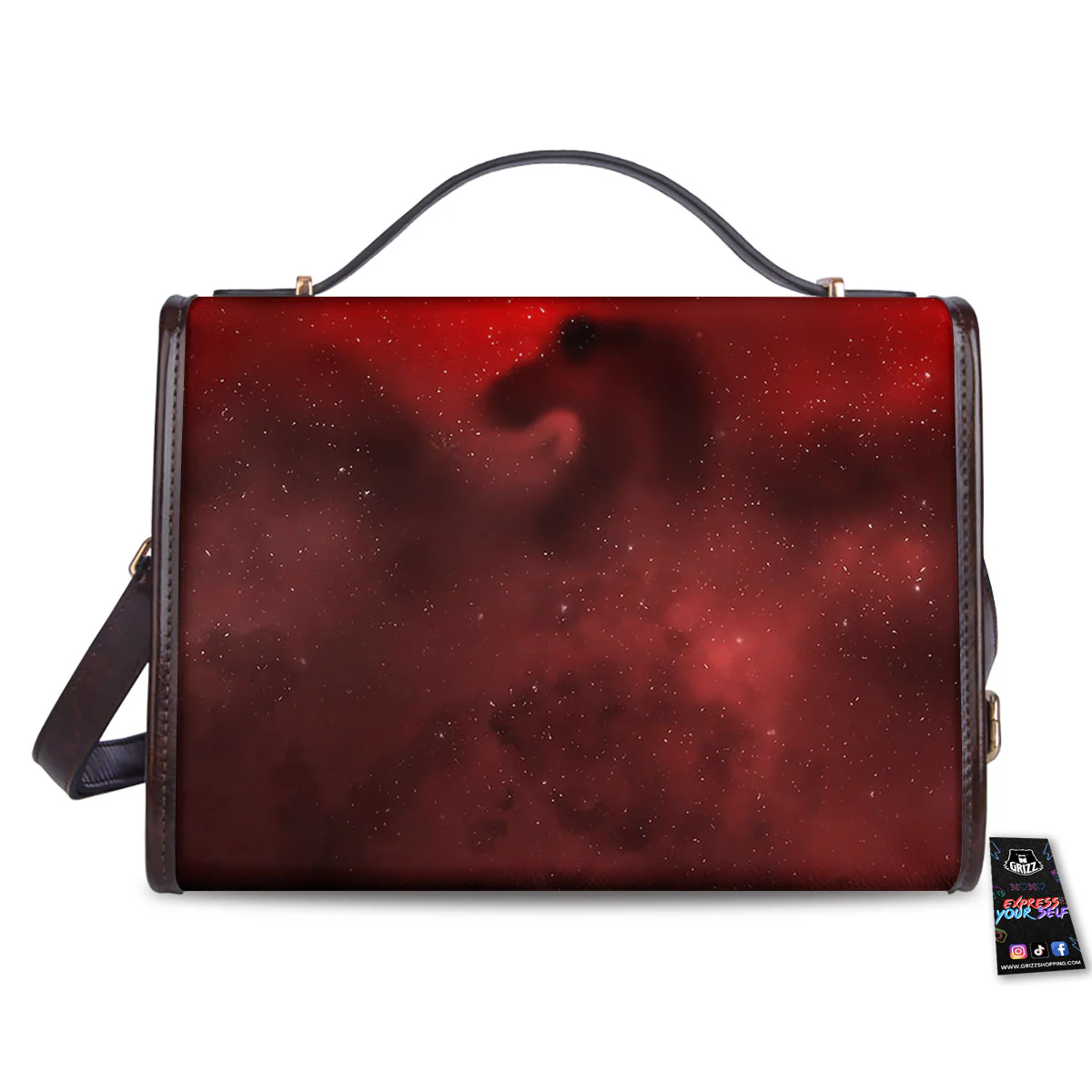 Space Cloud Red Galaxy Print Women's Satchel Bag - Image 2
