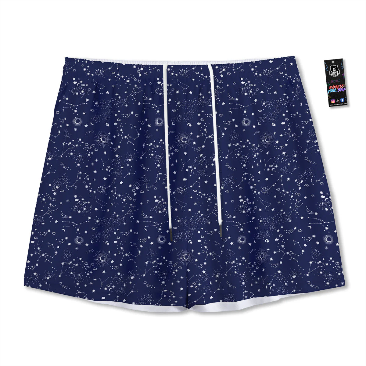 Space Constellation Print Pattern Mesh Shorts