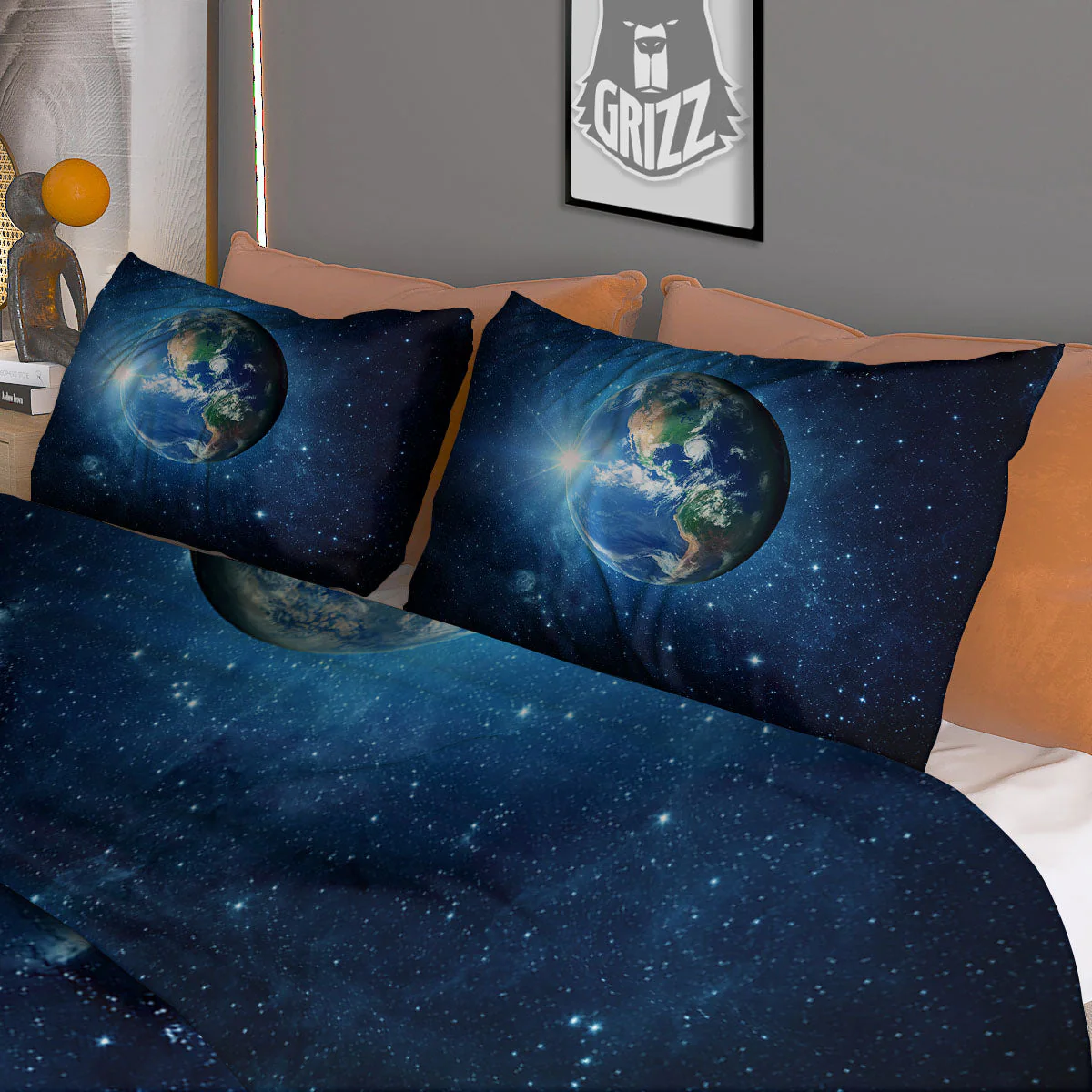 Space Earth Planet And Print Duvet Cover Bedding Set - Image 3