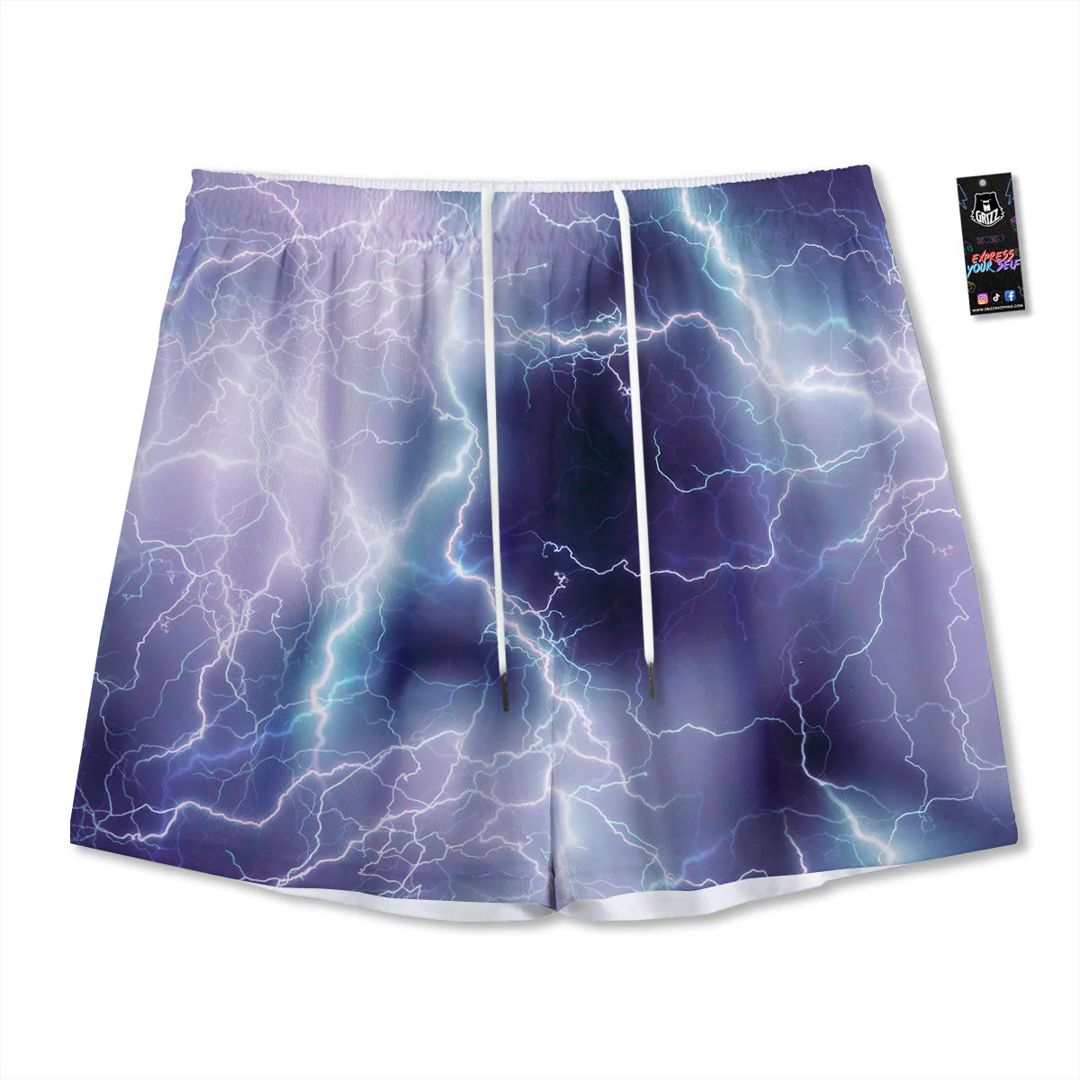 Spark Lightning Print Mesh Shorts