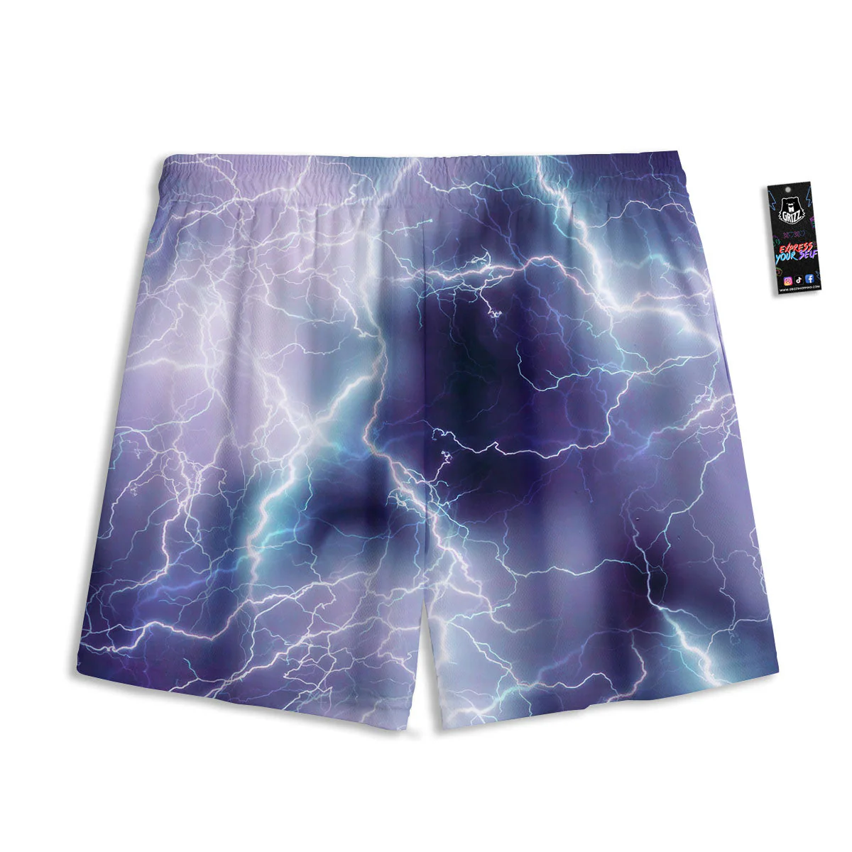 Spark Lightning Print Mesh Shorts - Image 2
