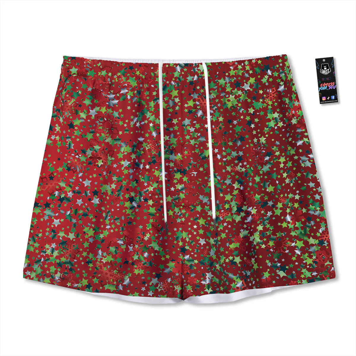 Sparkle Christmas Print Mesh Shorts