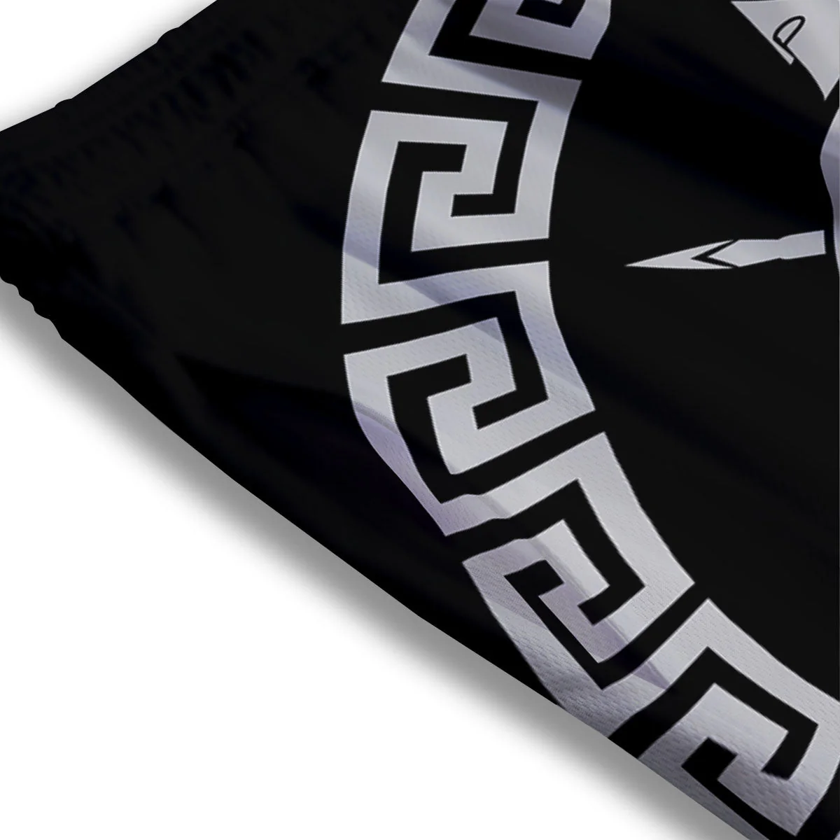 Spartan Warrior White And Black Print Mesh Shorts - Image 3