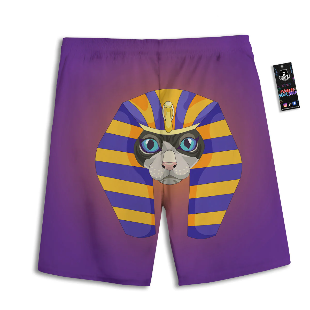 Sphynx Cat Pharaoh Print Men's Athletic Shorts - Image 2