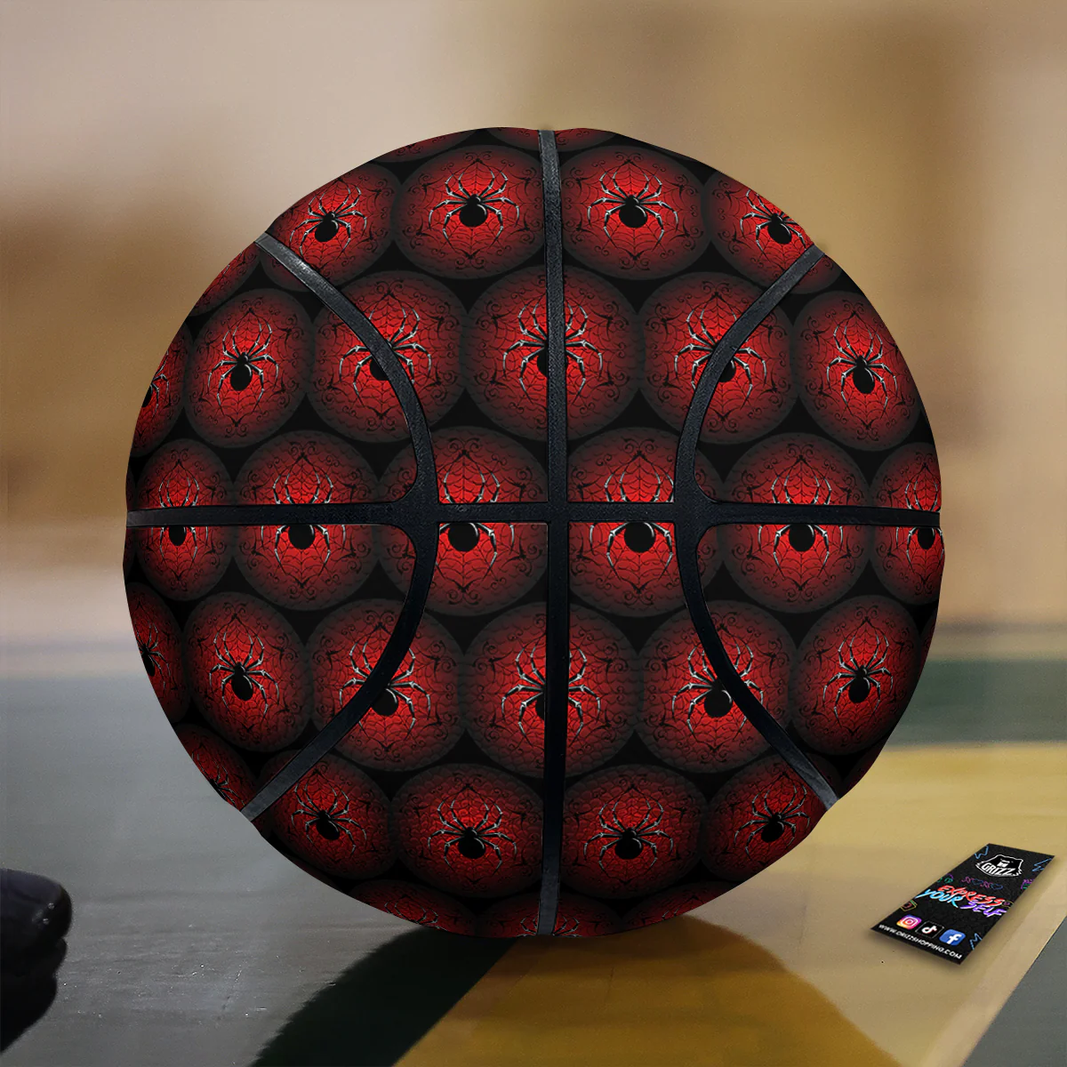 Spider Black And Red Spider Web Print Pattern Basketball