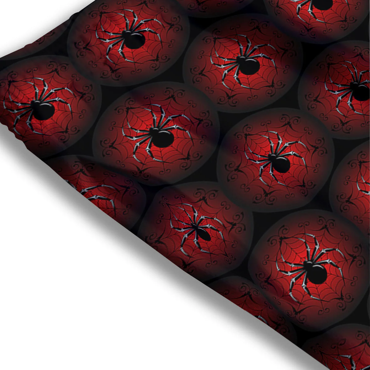 Spider Black And Red Spider Web Print Pattern Mesh Shorts - Image 3