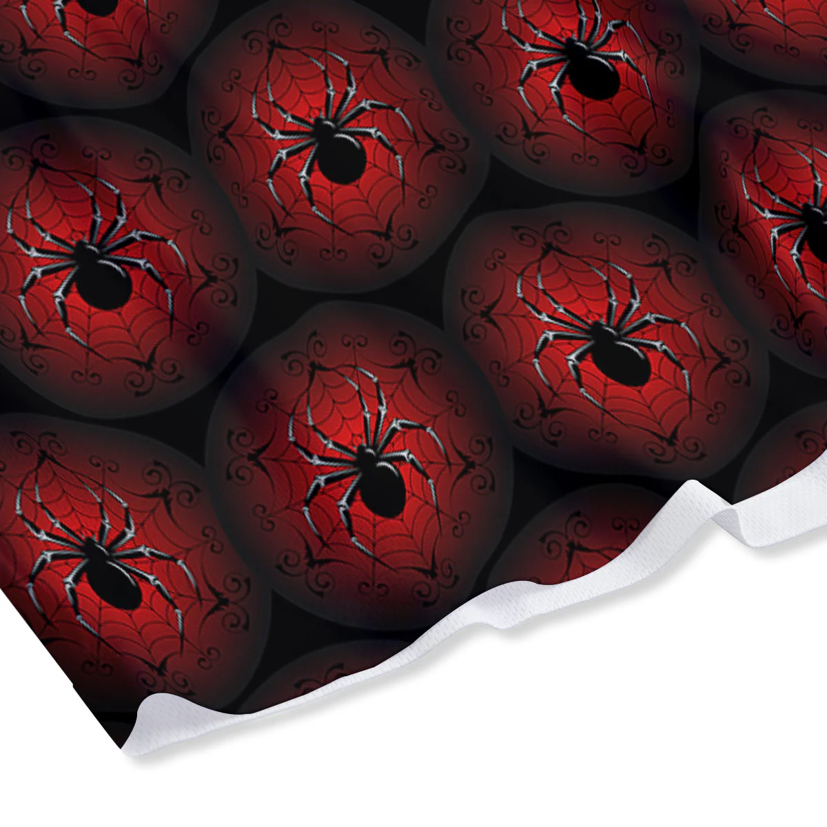 Spider Black And Red Spider Web Print Pattern Mesh Shorts - Image 4