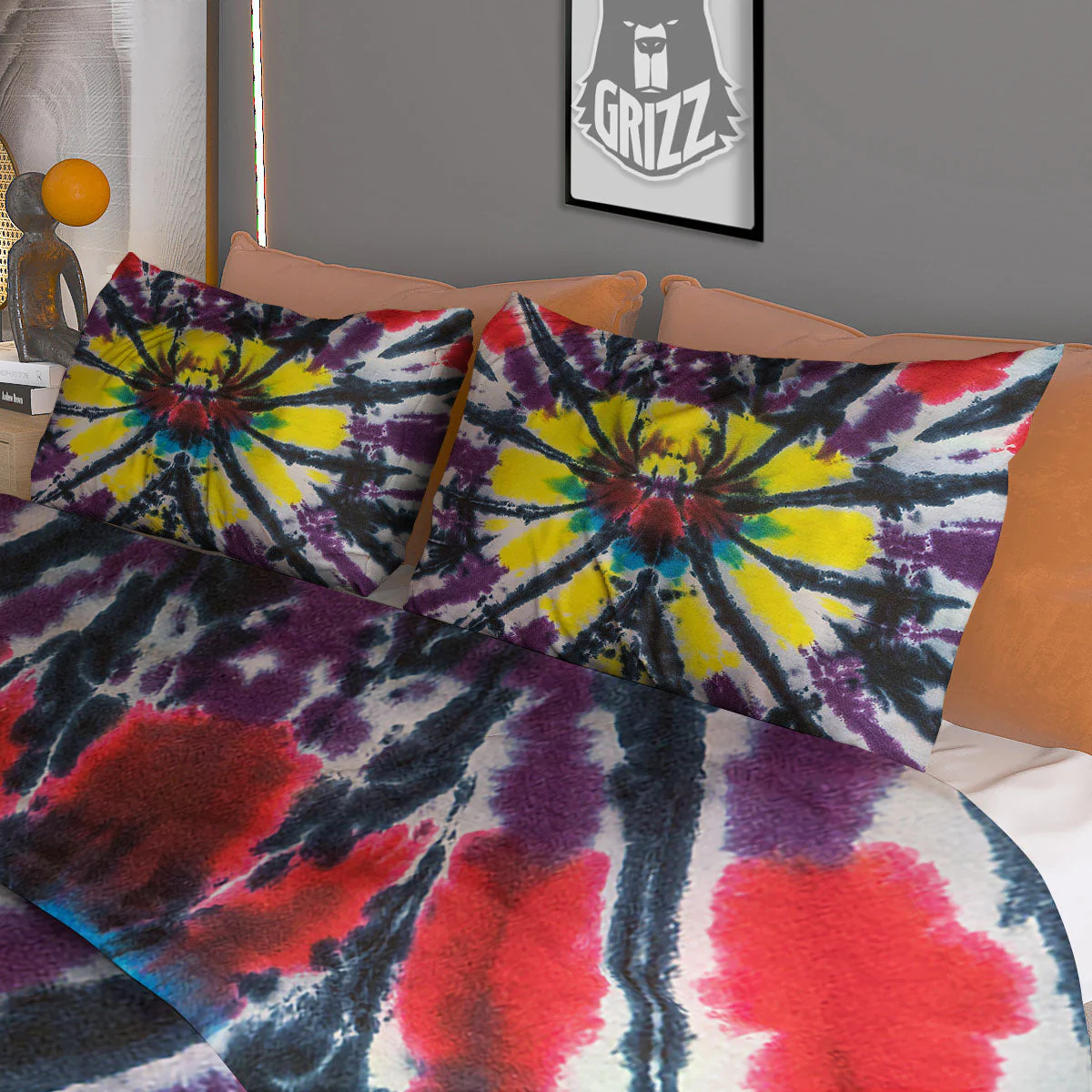 Spider Tie Dye Blue And Red Print Duvet Cover Bedding Set - Image 3