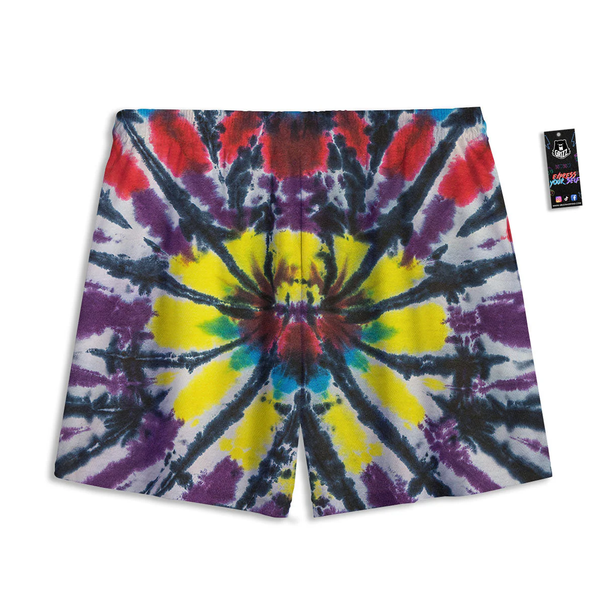 Spider Tie Dye Blue And Red Print Mesh Shorts - Image 2