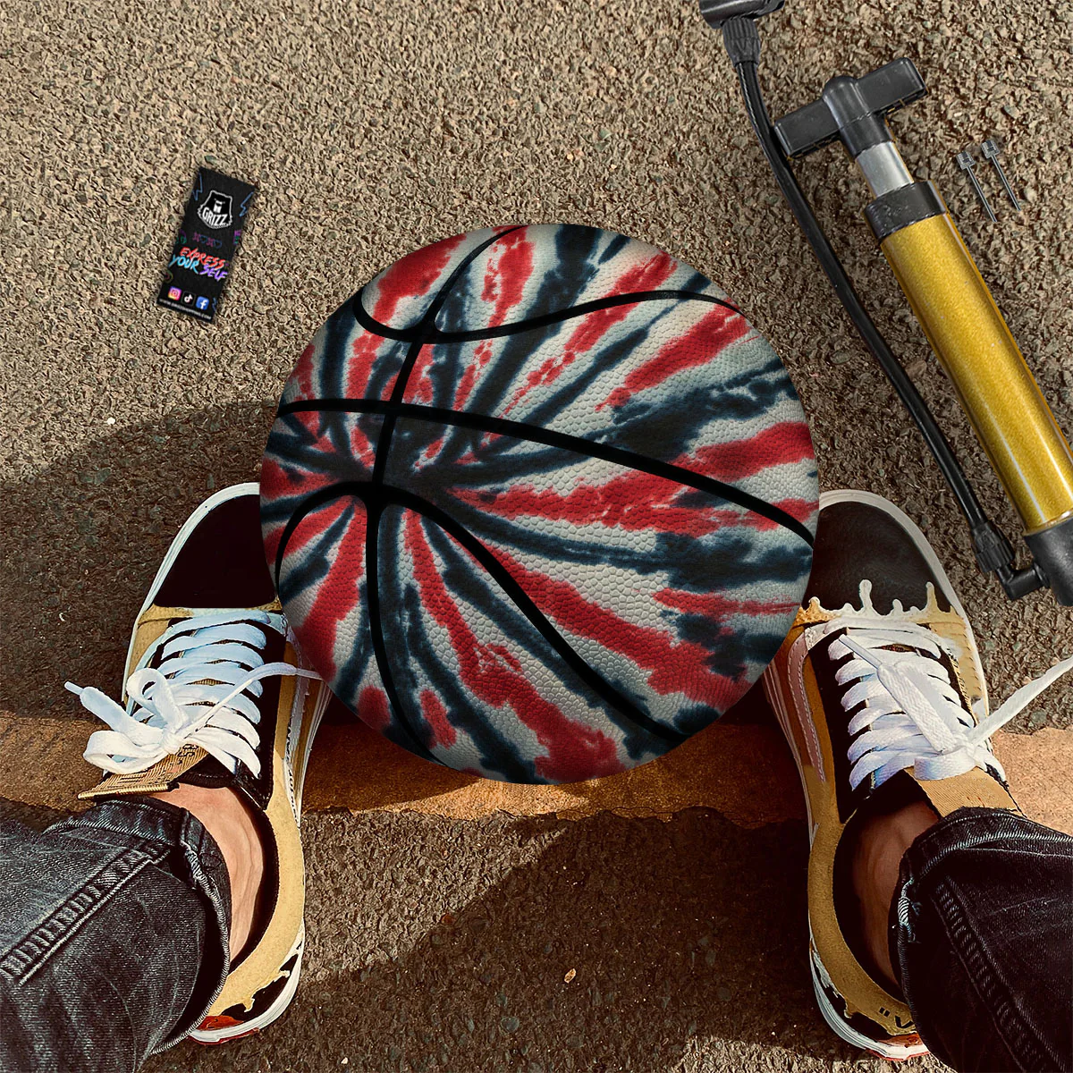Spider Tie Dye Red And Black Print Basketball - Image 2