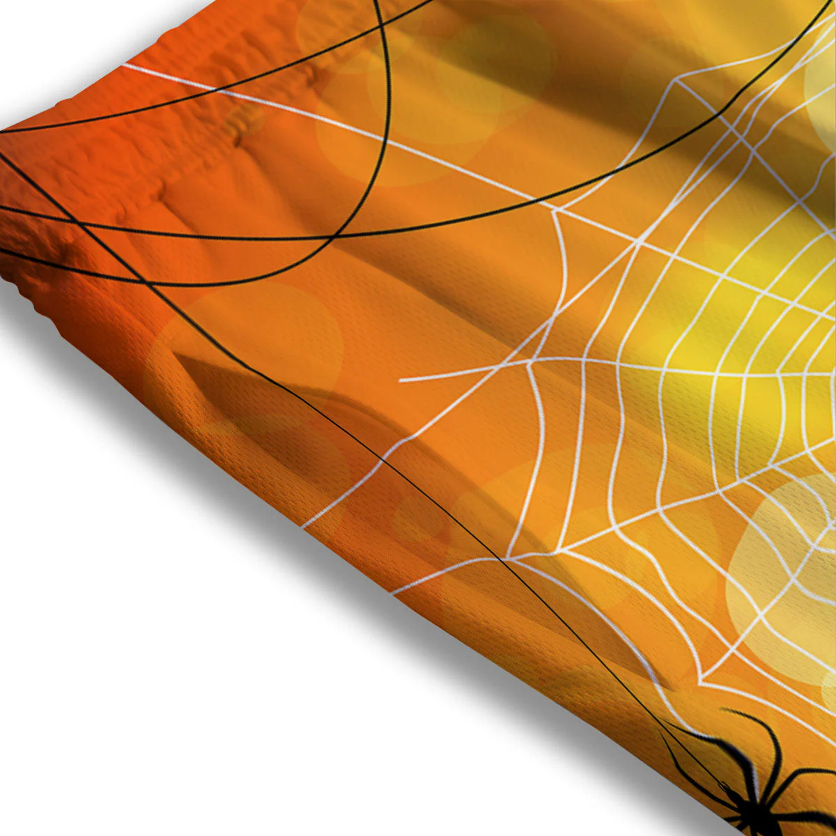 Spider Web Halloween Print Mesh Shorts - Image 3