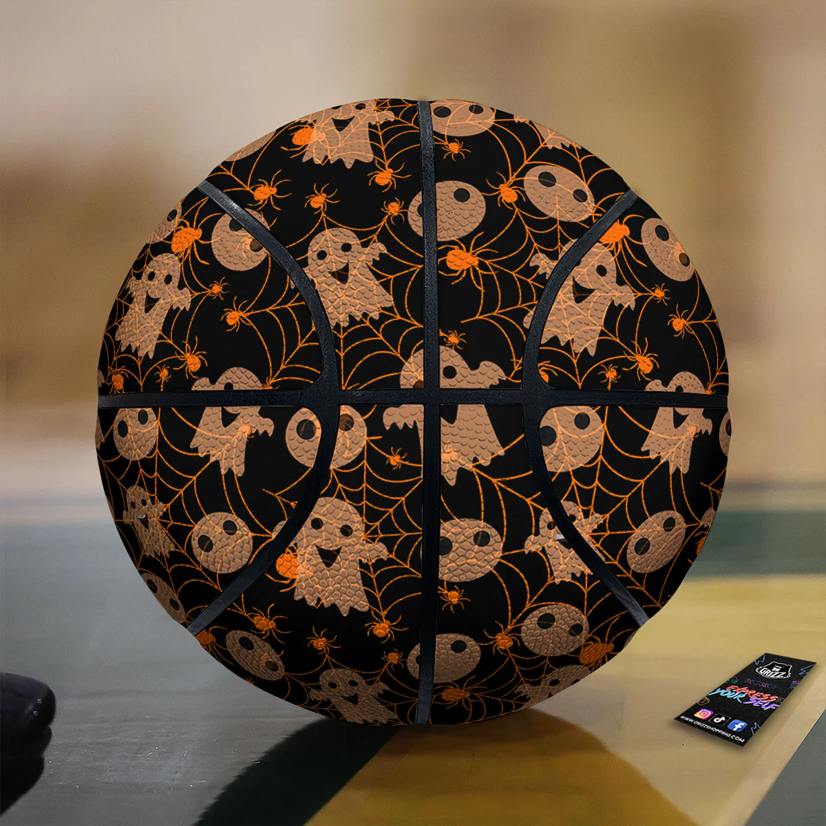 Spider Web Halloween Print Pattern Basketball