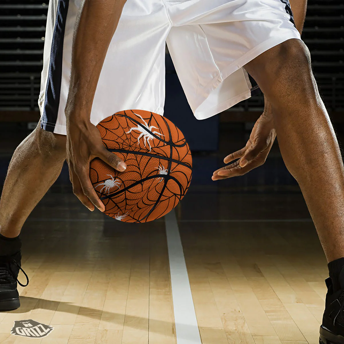 Spider Web Orange And Black Print Basketball - Image 3