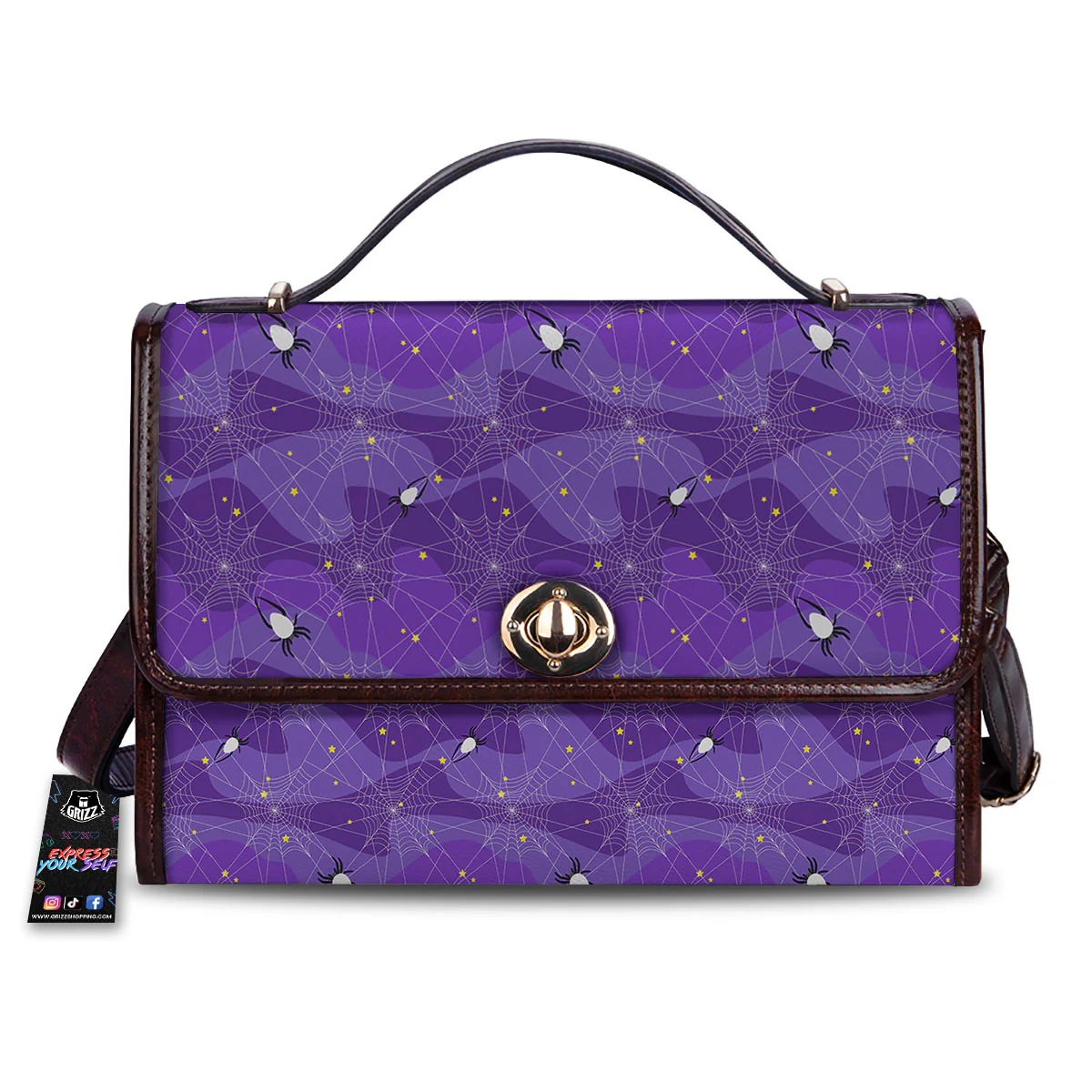 Spider Web Purple Print Pattern Women's Satchel Bag