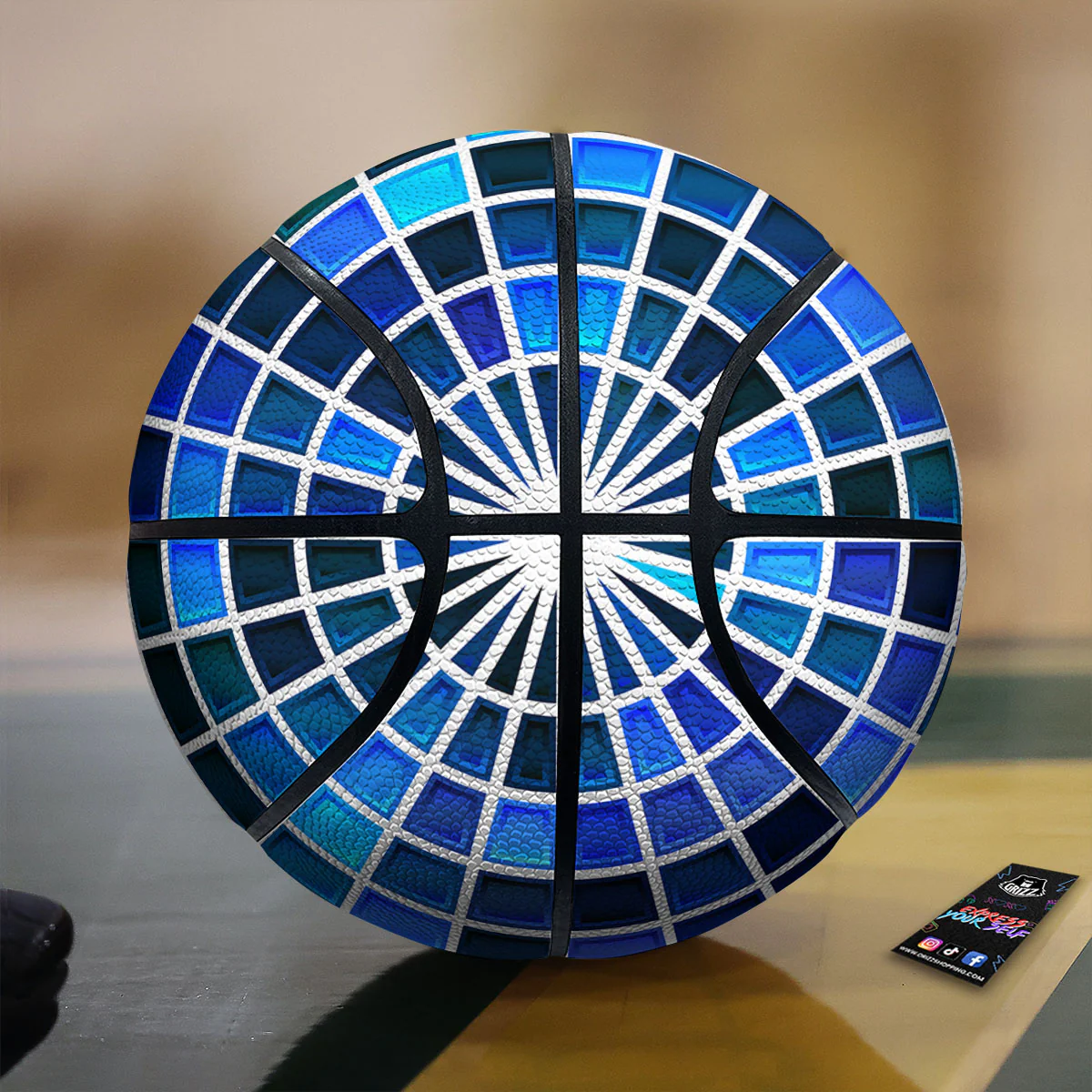 Spider Web Stained Mosaic Print Basketball