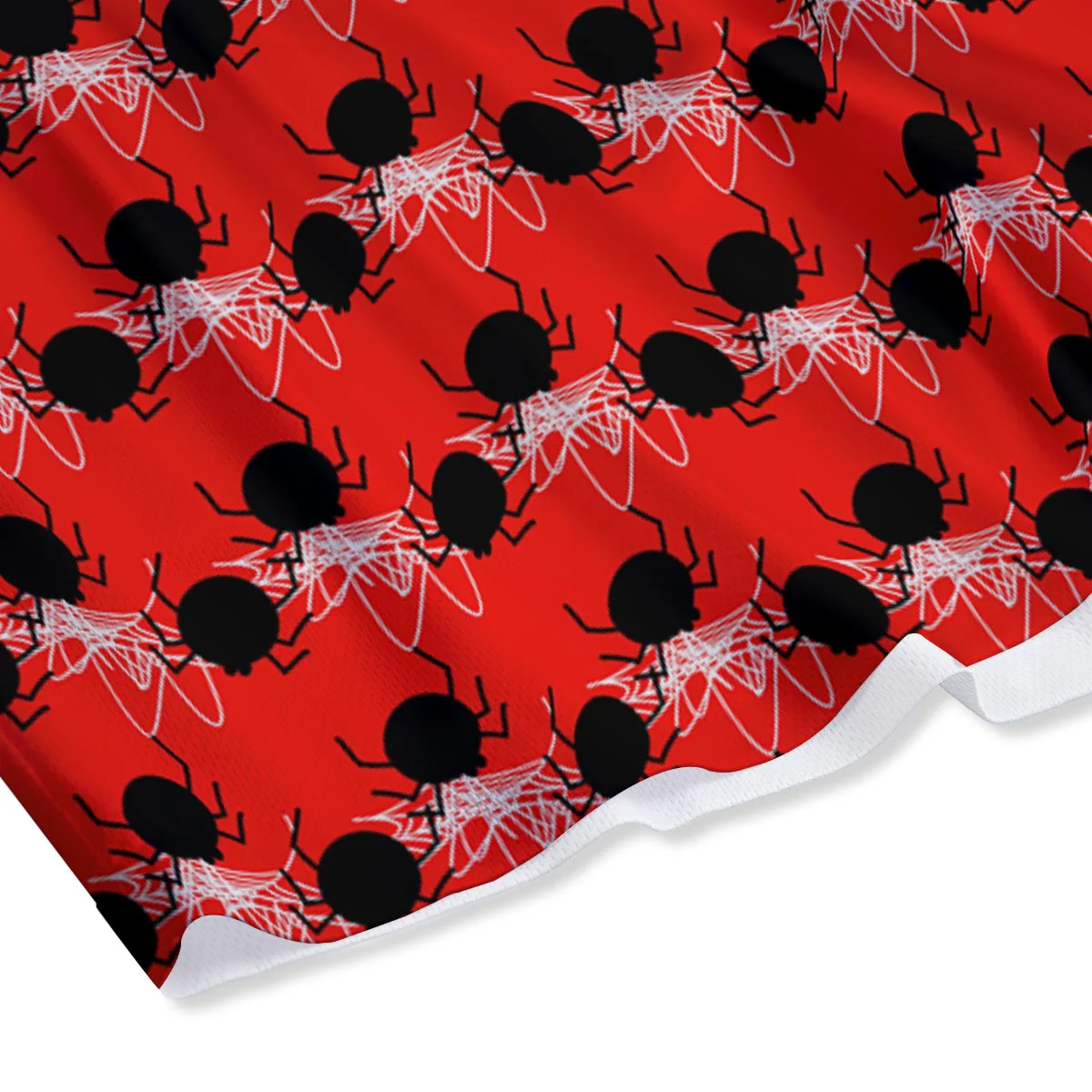 Spider Web White And Red Print Pattern Mesh Shorts - Image 4