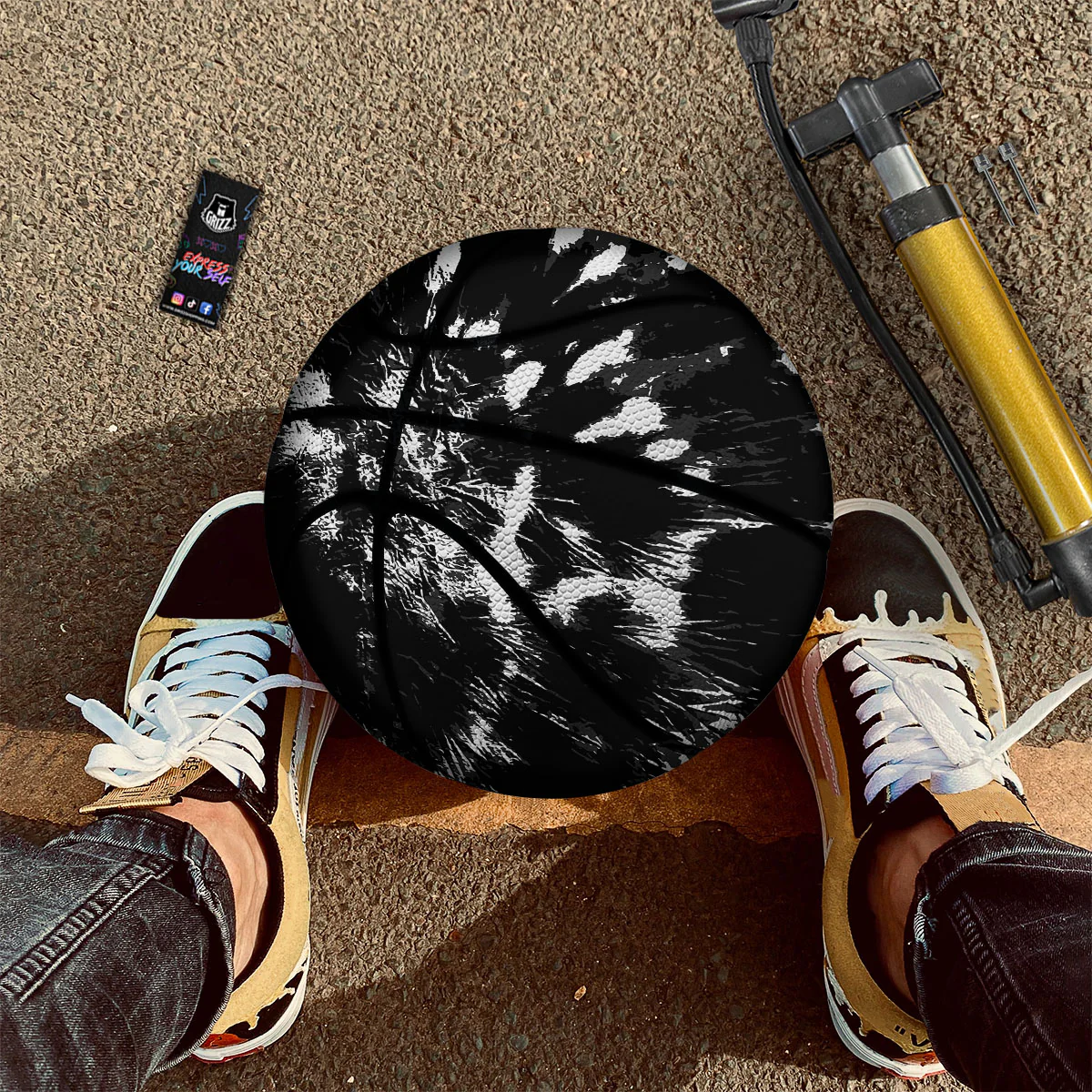 Spiral Tie Dye Black Backed Print Basketball - Image 2
