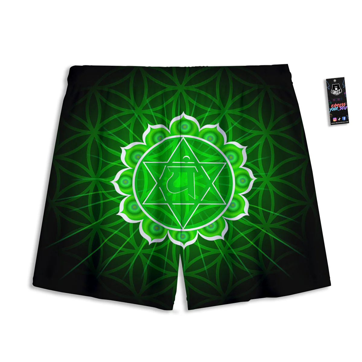 Spiritual Anahata Chakra Print Mesh Shorts - Image 2