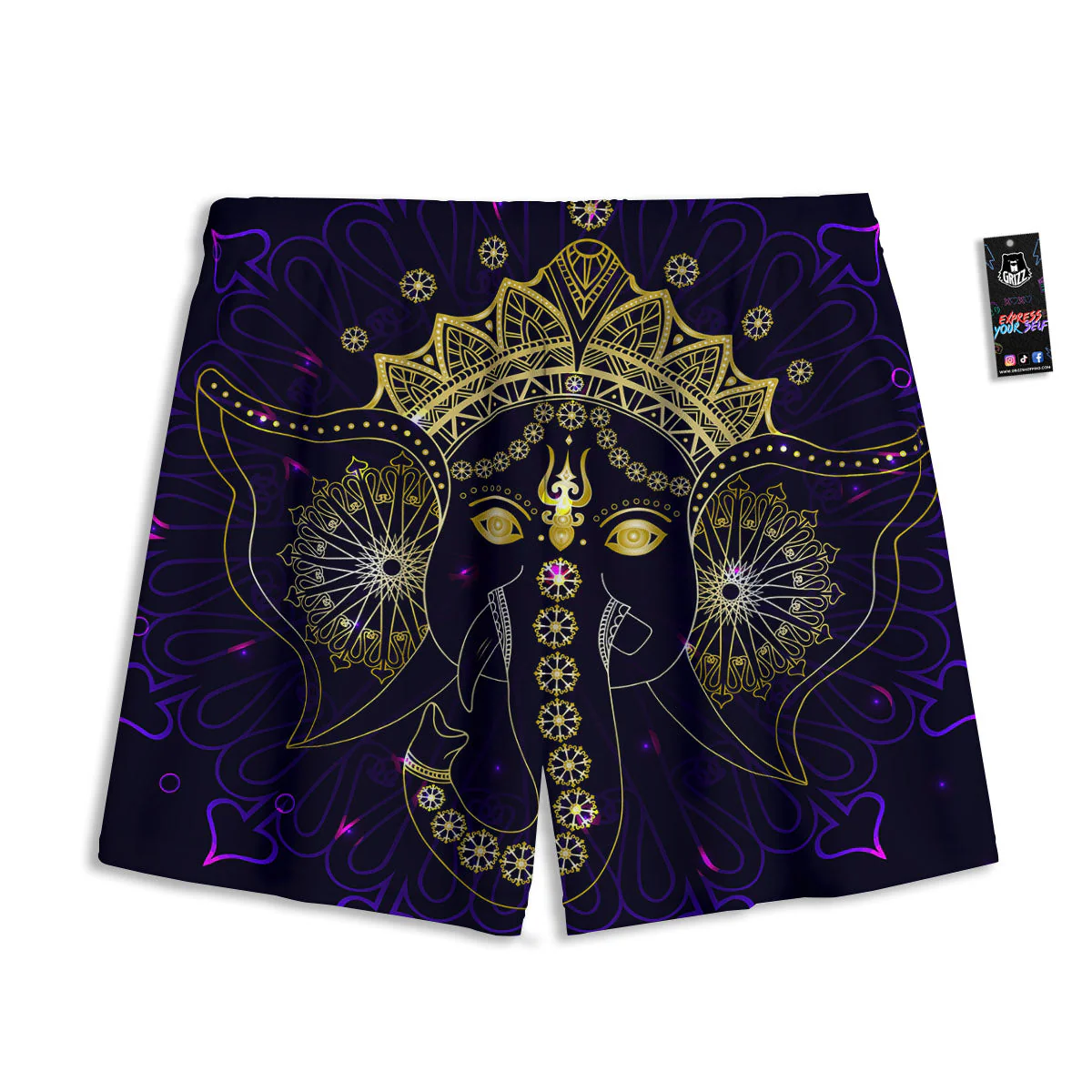 Spiritual Elephant Indian Tribal Print Mesh Shorts - Image 2