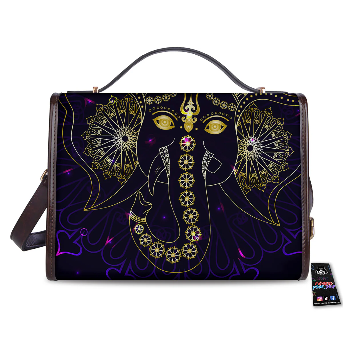 Spiritual Elephant Indian Tribal Print Women's Satchel Bag - Image 2