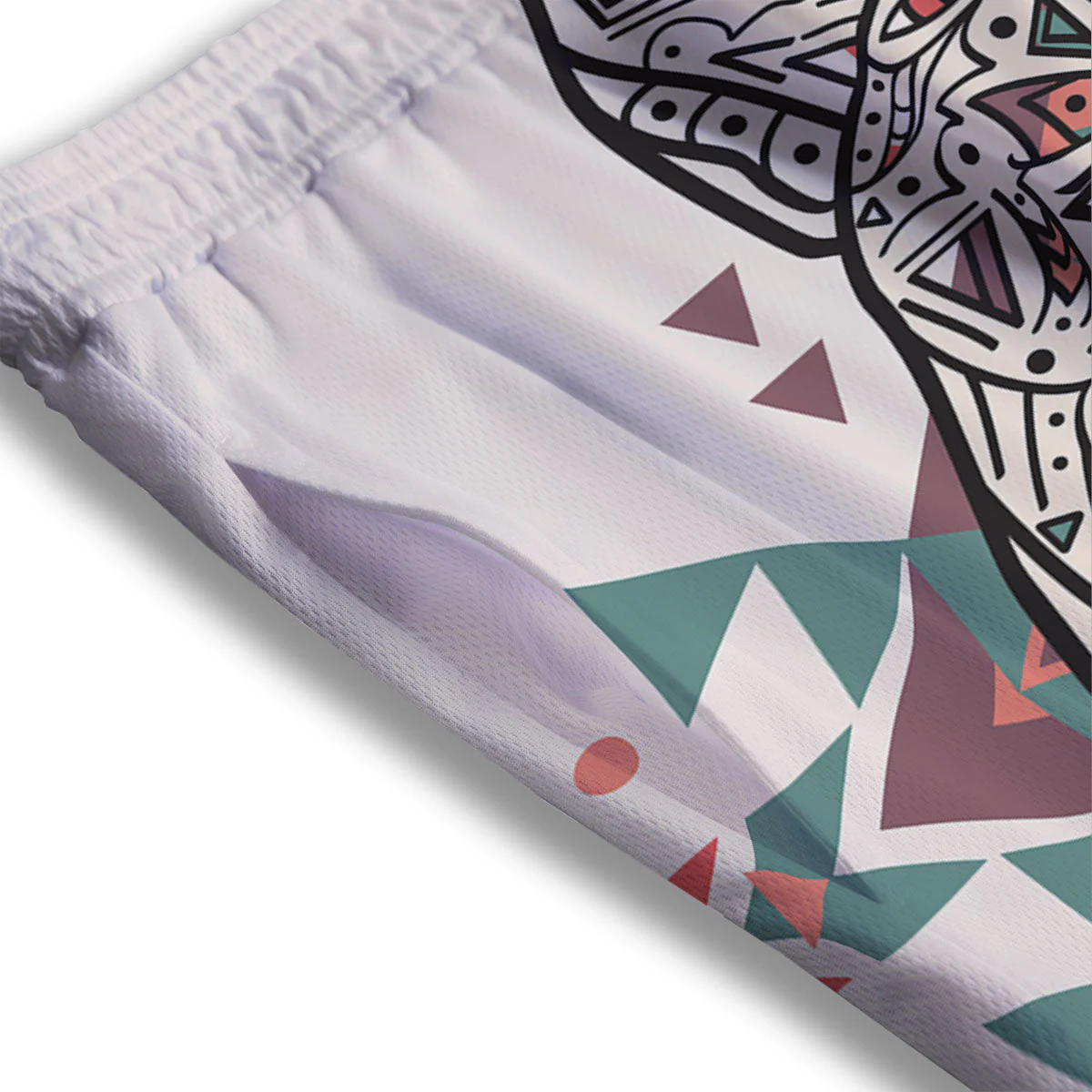 Spiritual Wolf Native American Print Mesh Shorts - Image 3