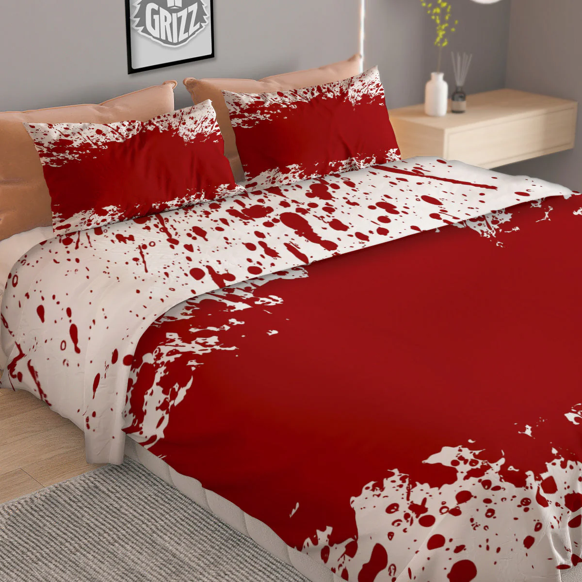 Splashed Blood Print Duvet Cover Bedding Set - Image 2