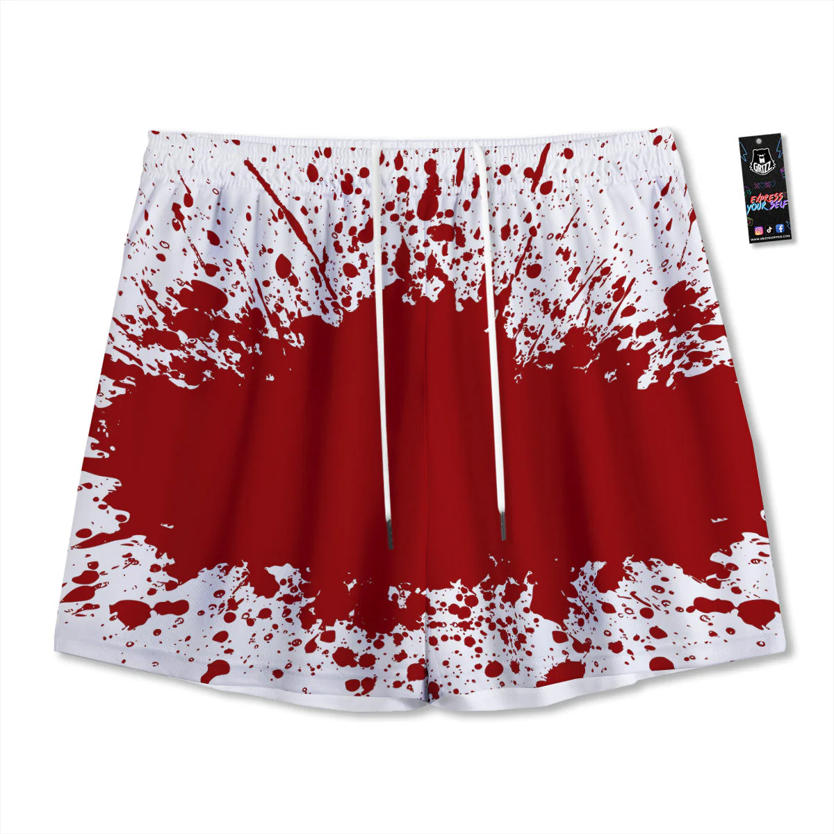 Splashed Blood Print Mesh Shorts
