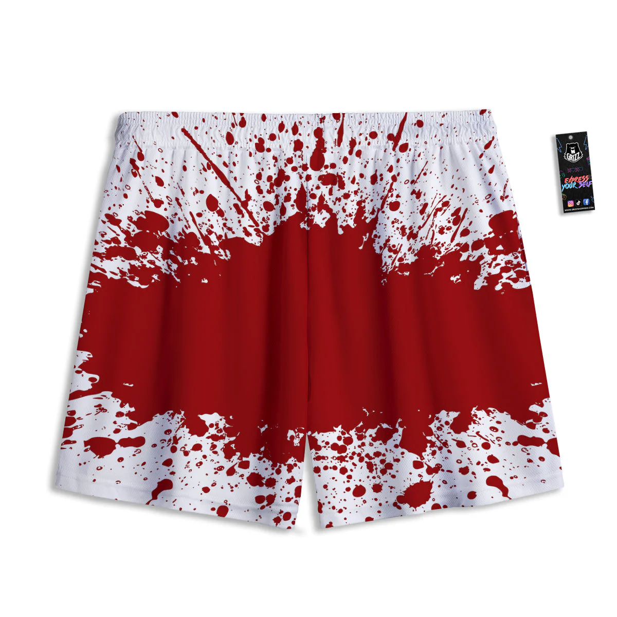 Splashed Blood Print Mesh Shorts - Image 2