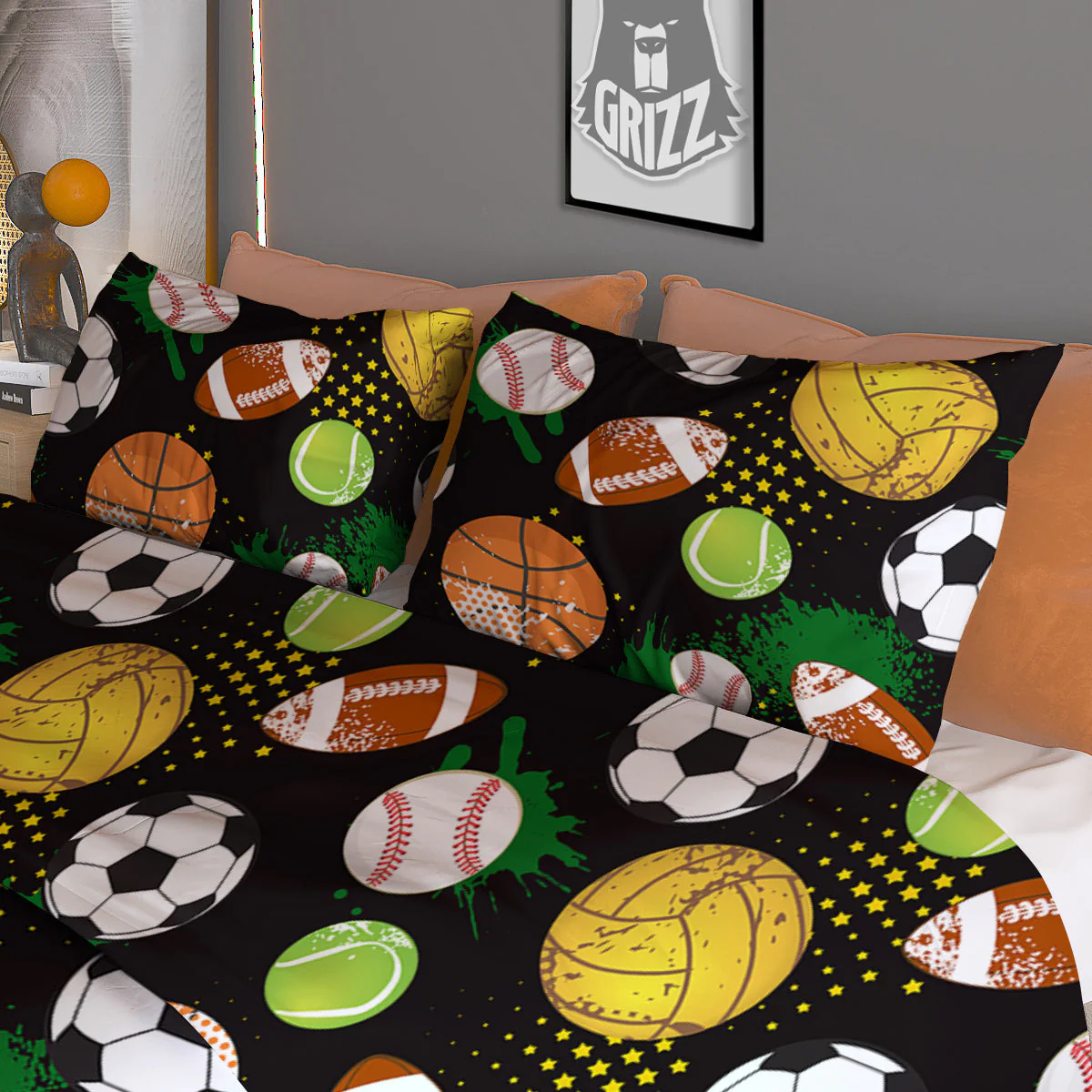 Sport Equipment Print Pattern Duvet Cover Bedding Set - Image 3