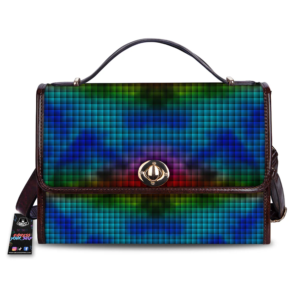 Squares Rainbow Print Pattern Women's Satchel Bag