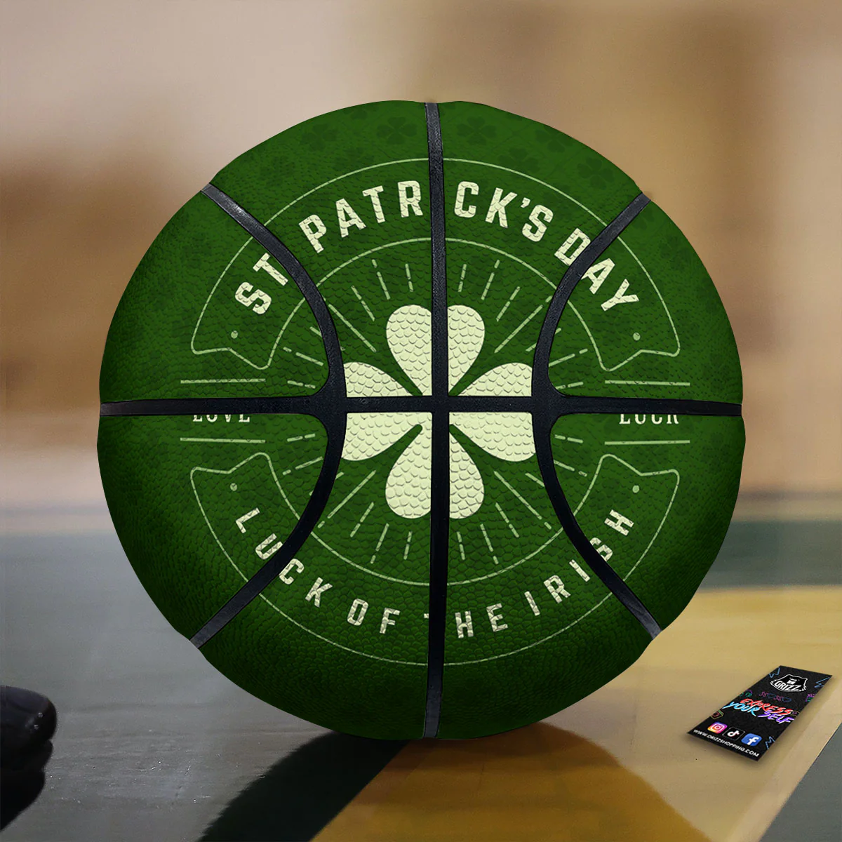 St. Patrick's Day Four Leaf Clover Print Basketball