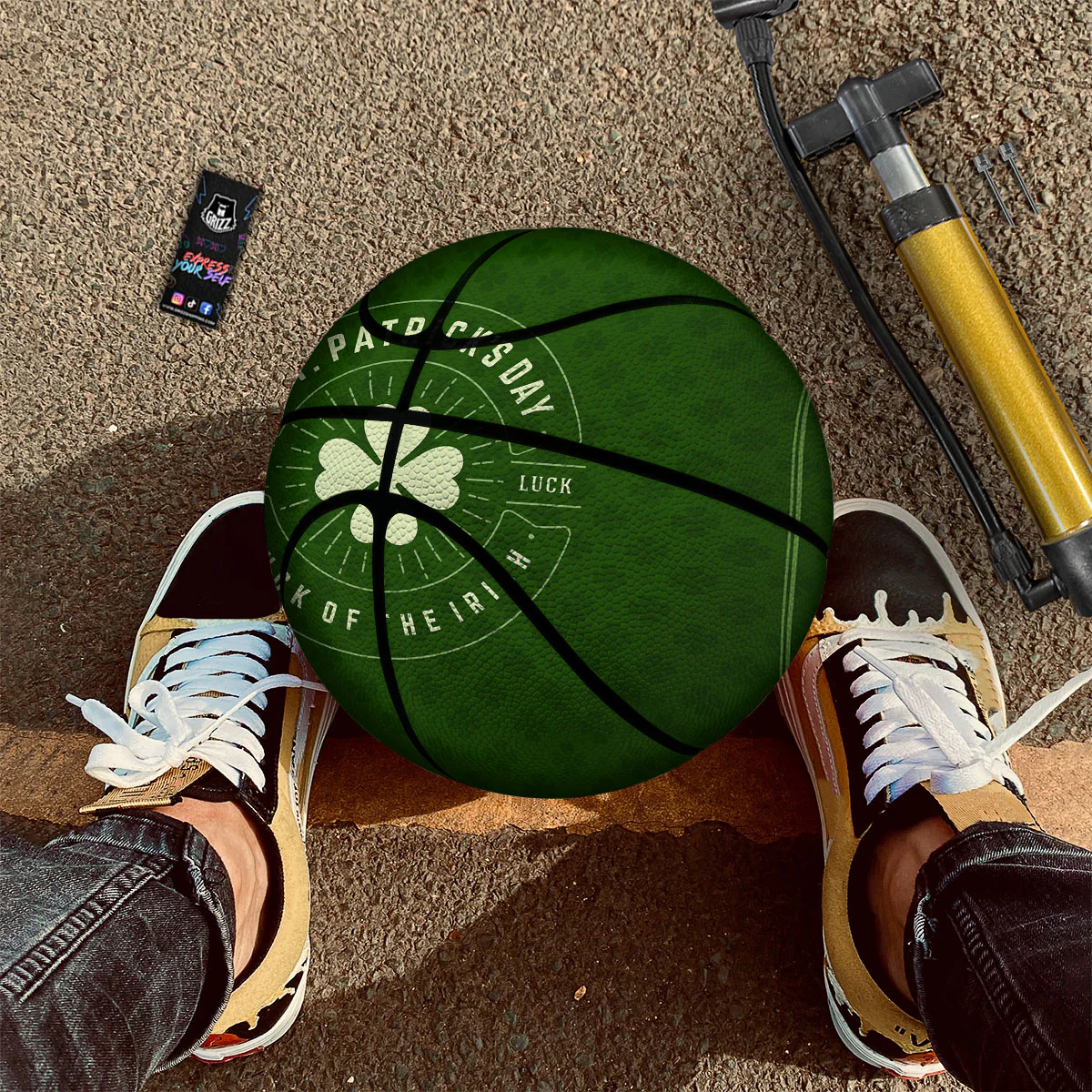 St. Patrick's Day Four Leaf Clover Print Basketball - Image 2
