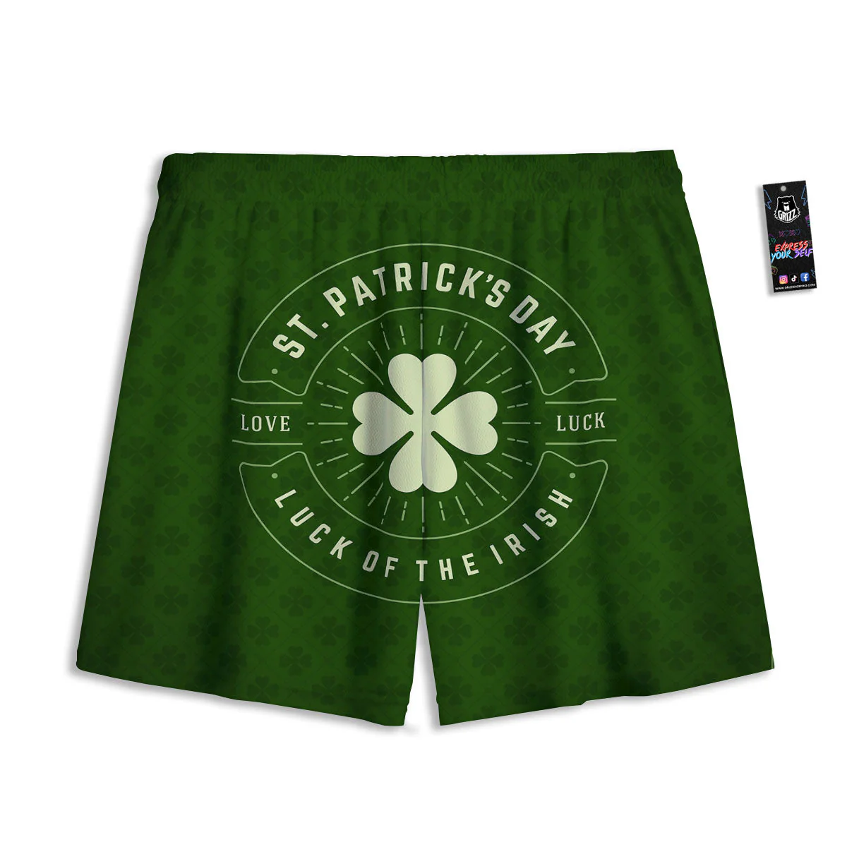 St. Patrick's Day Four Leaf Clover Print Mesh Shorts - Image 2