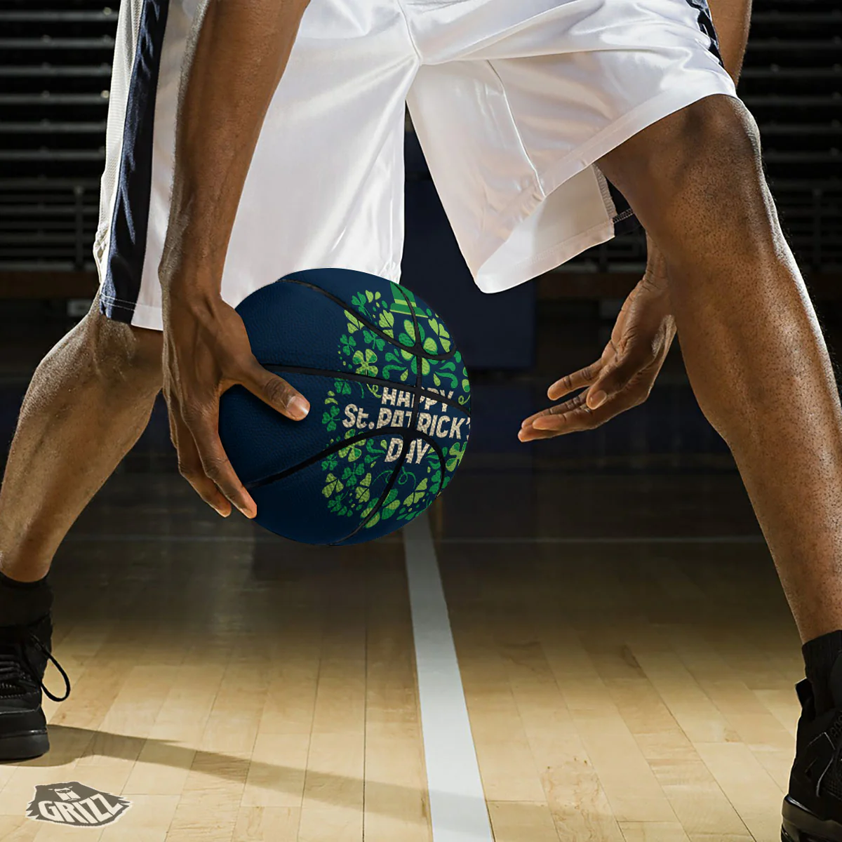 St. Patrick's Day Green Clover Print Basketball - Image 3