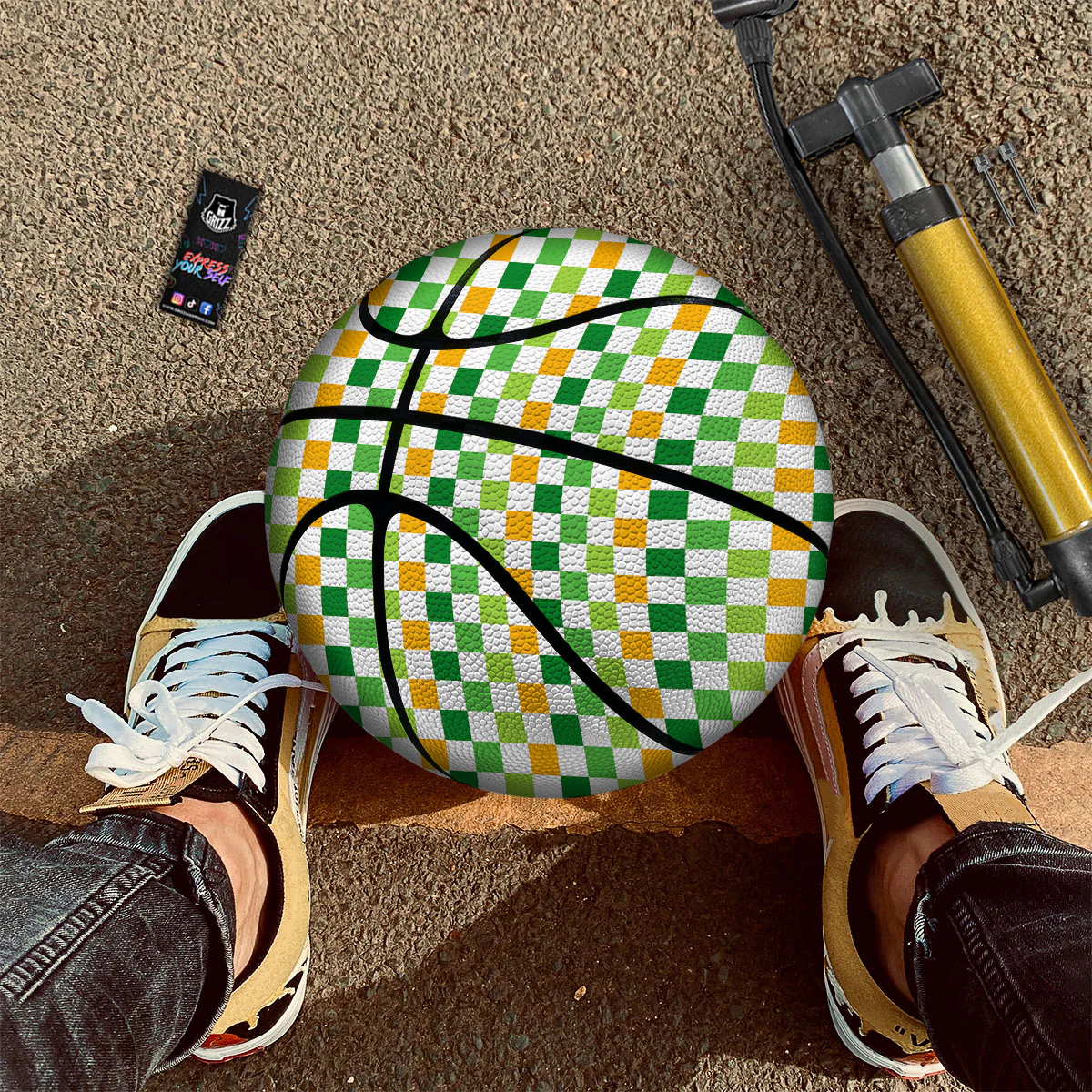 St. Patrick's Day Irish Checkered Print Basketball - Image 2