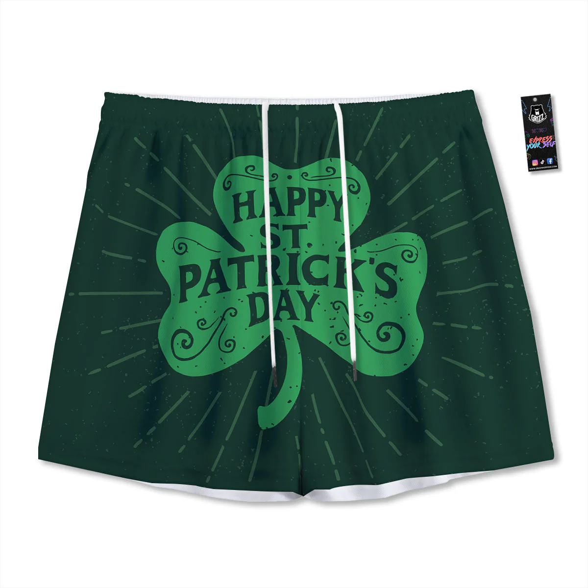 St. Patrick's Day Irish Clover Print Mesh Shorts