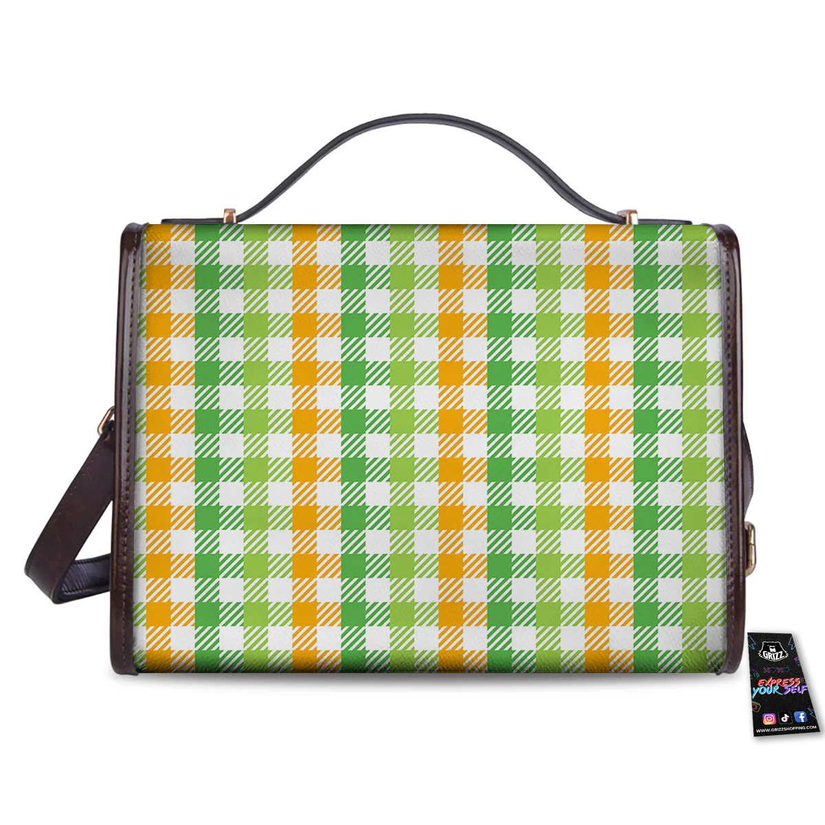 St. Patrick's Day Plaid Print Women's Satchel Bag - Image 2