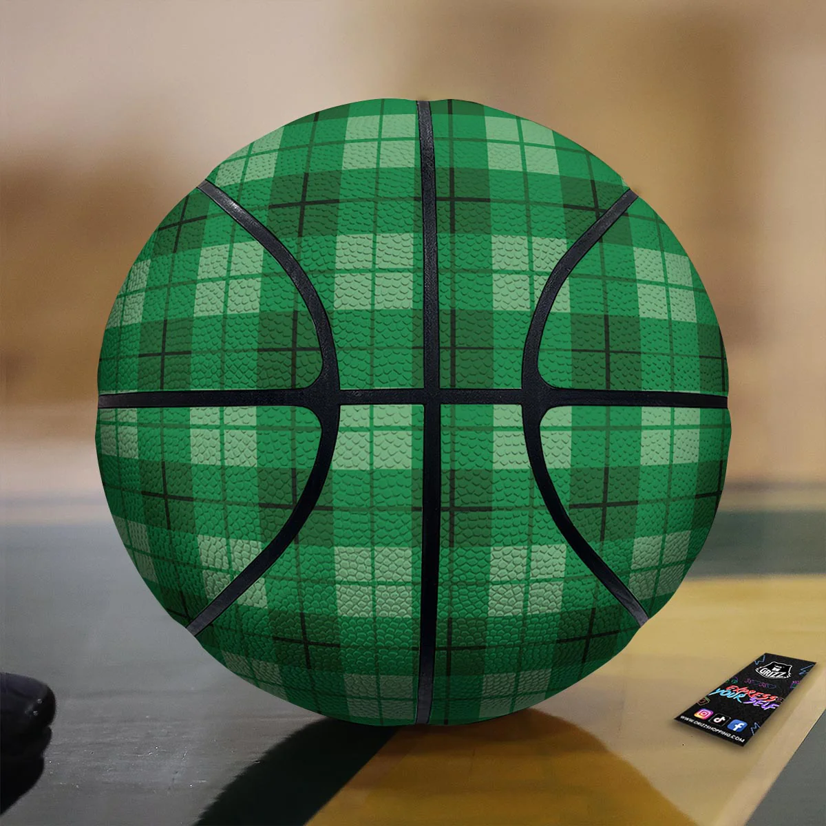 St. Patrick's Day Shamrock Plaid Print Pattern Basketball