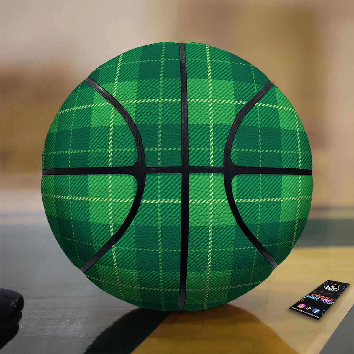 St. Patrick's Day Shamrock Tartan Print Pattern Basketball