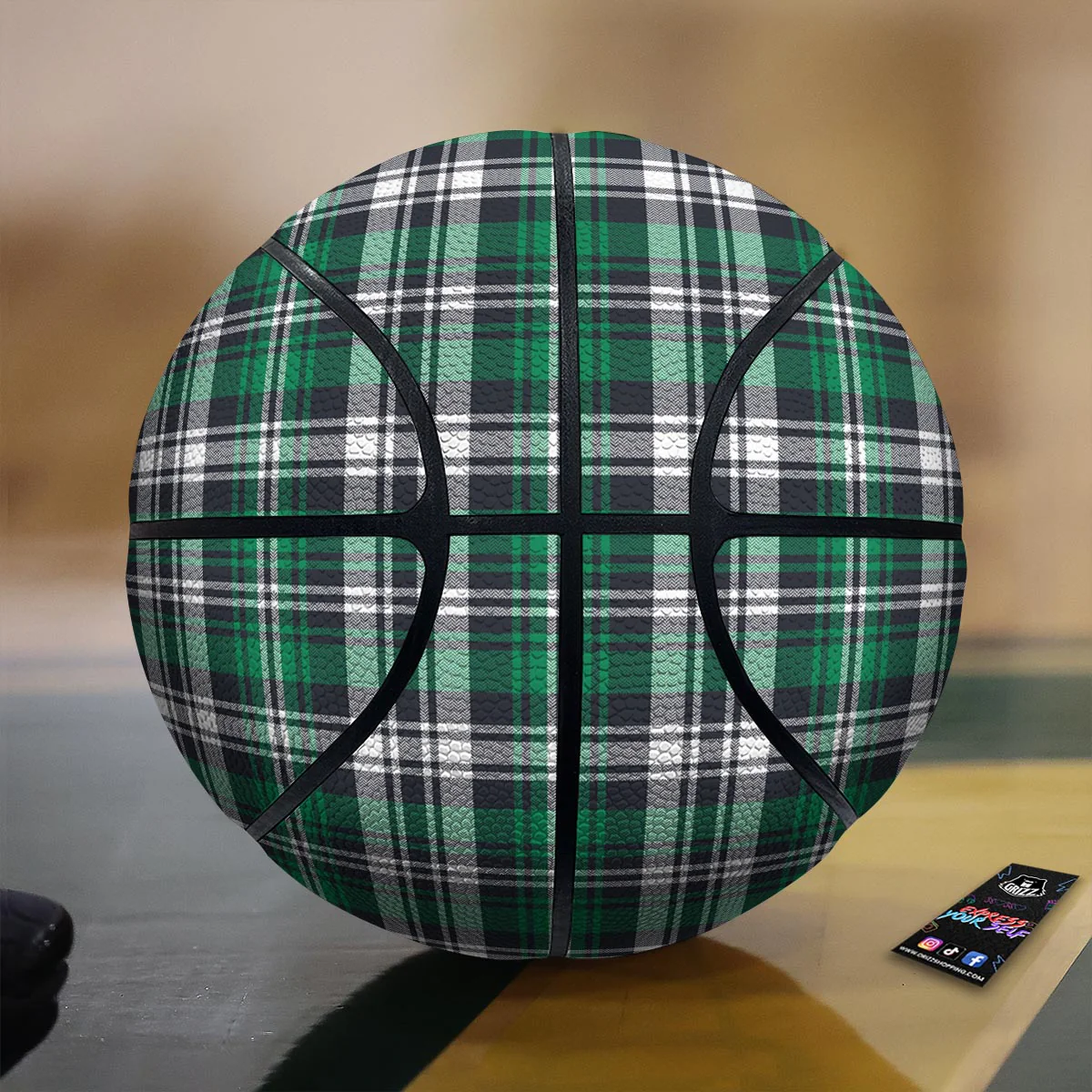 St. Patrick's Day Tartan Shamrock Print Pattern Basketball