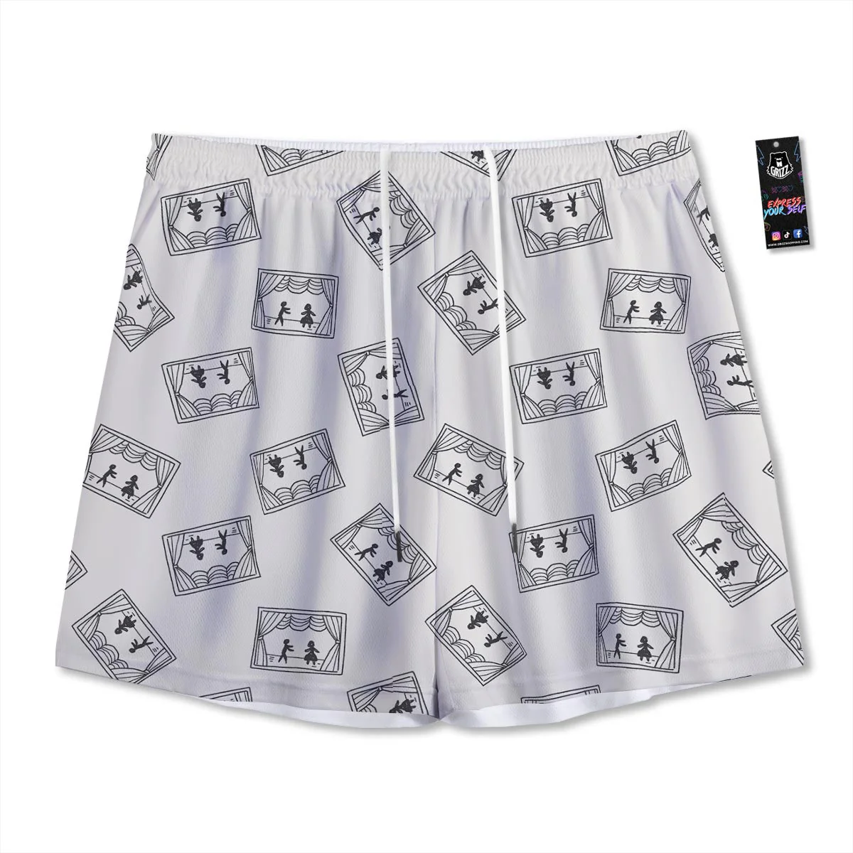 Stage Theater Print Pattern Mesh Shorts